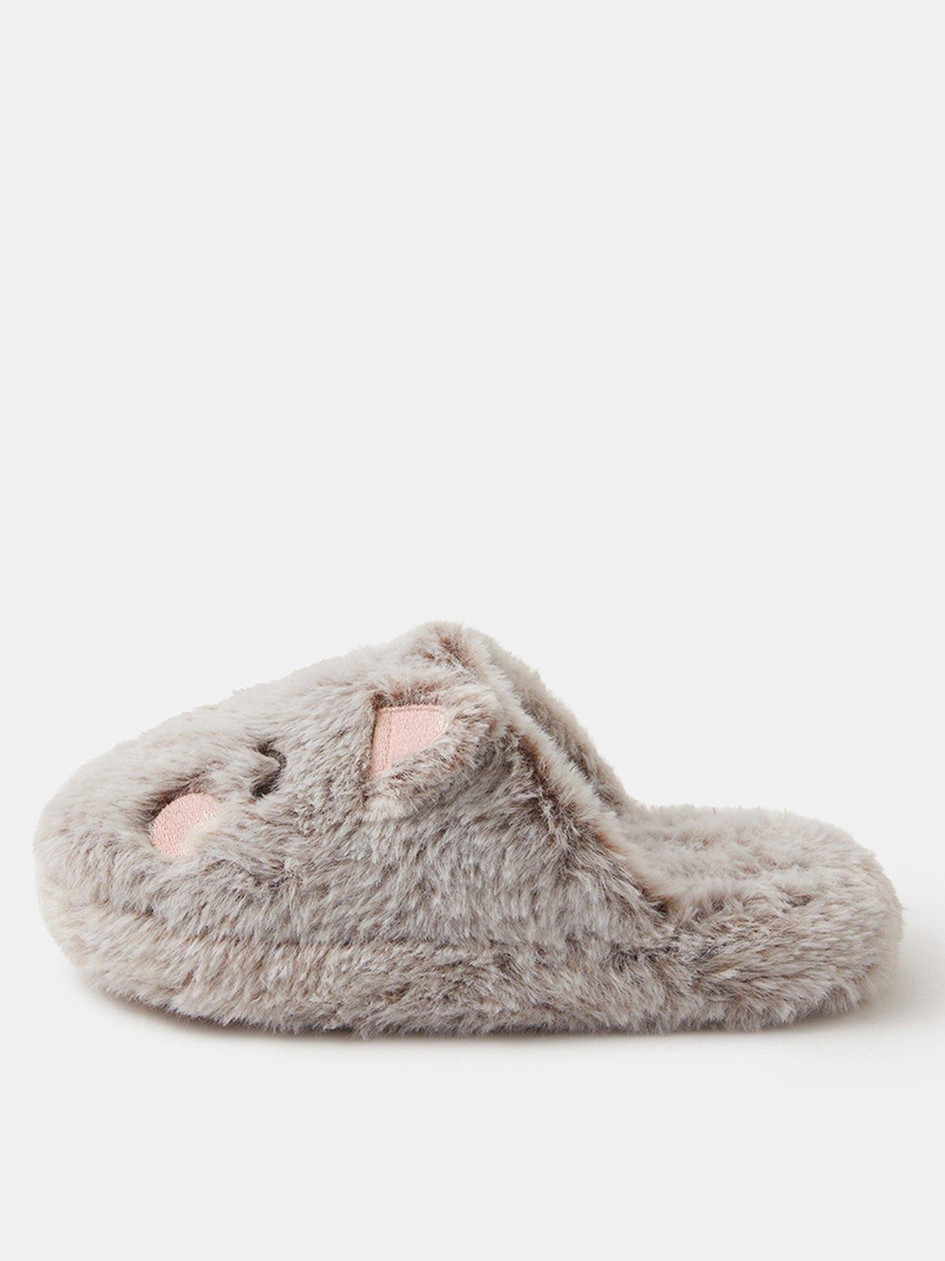 Accessorize Girls Cat Slipper Mules - Beige