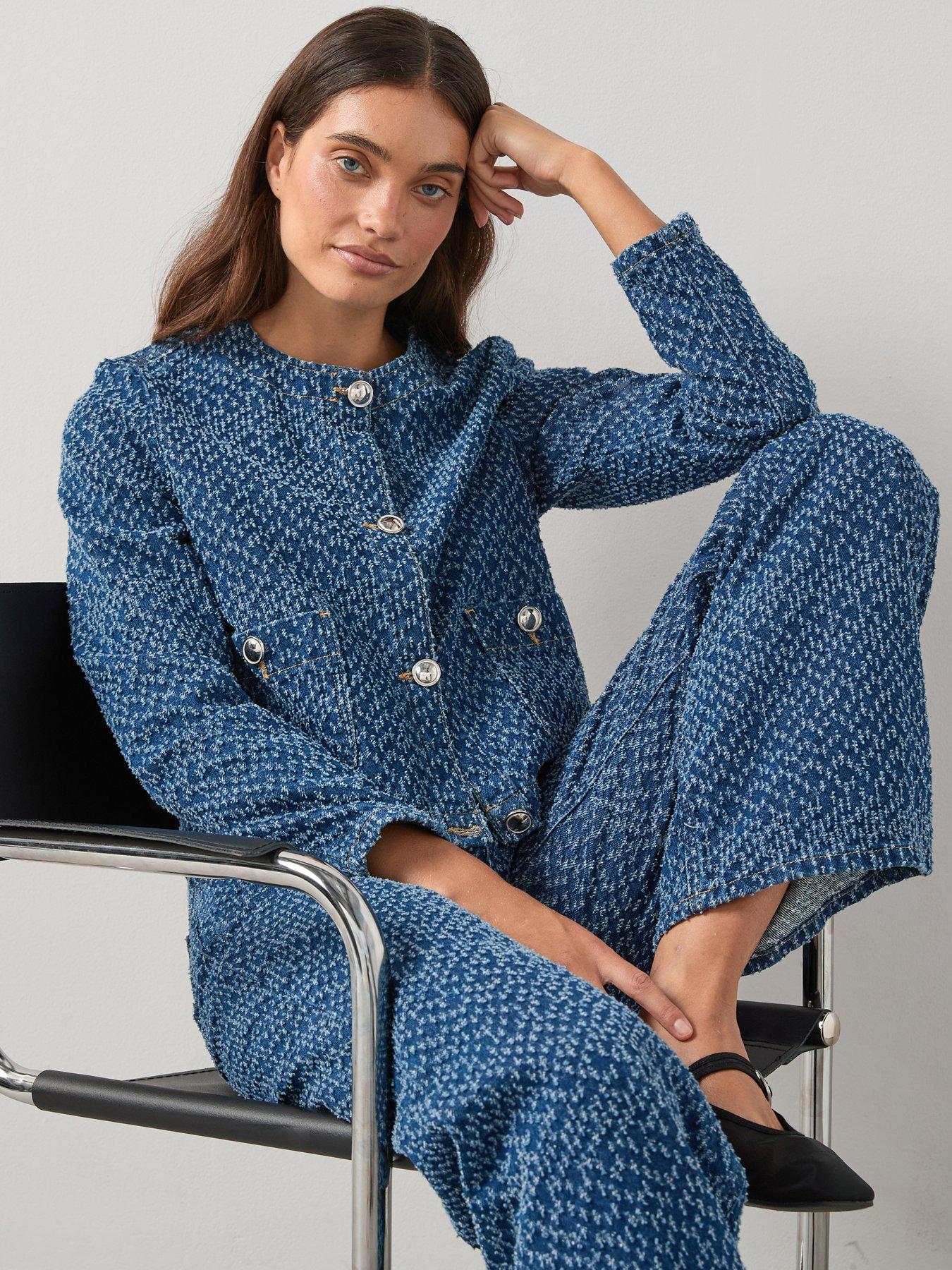 The Very Collection Denim Boucle Jacket - Mid Wash
