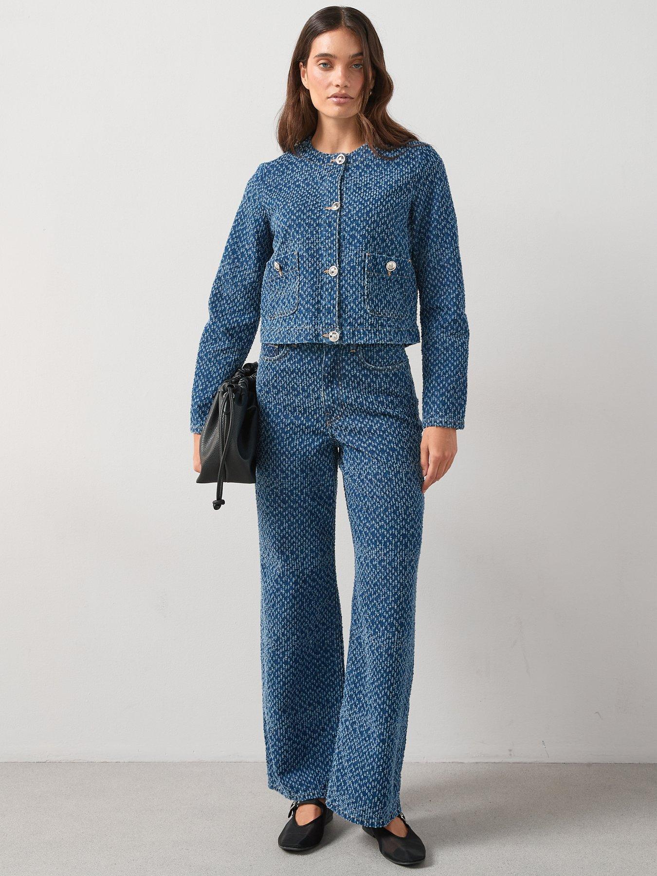 Image 3 of 6 of The Very Collection Denim Boucle Jacket - Mid Wash