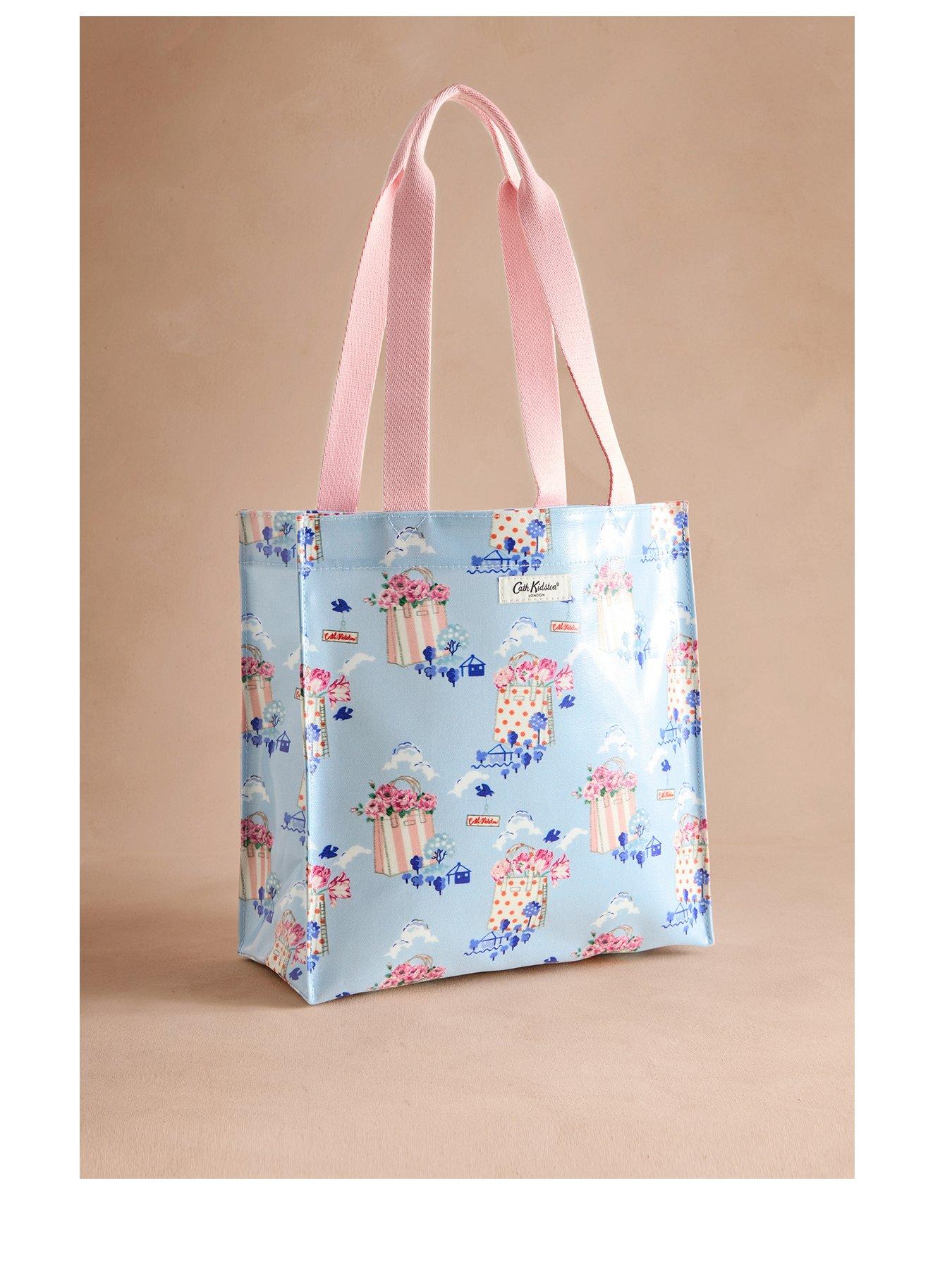 undefined Flower Market Print Medium Tote Book Bag - Blue