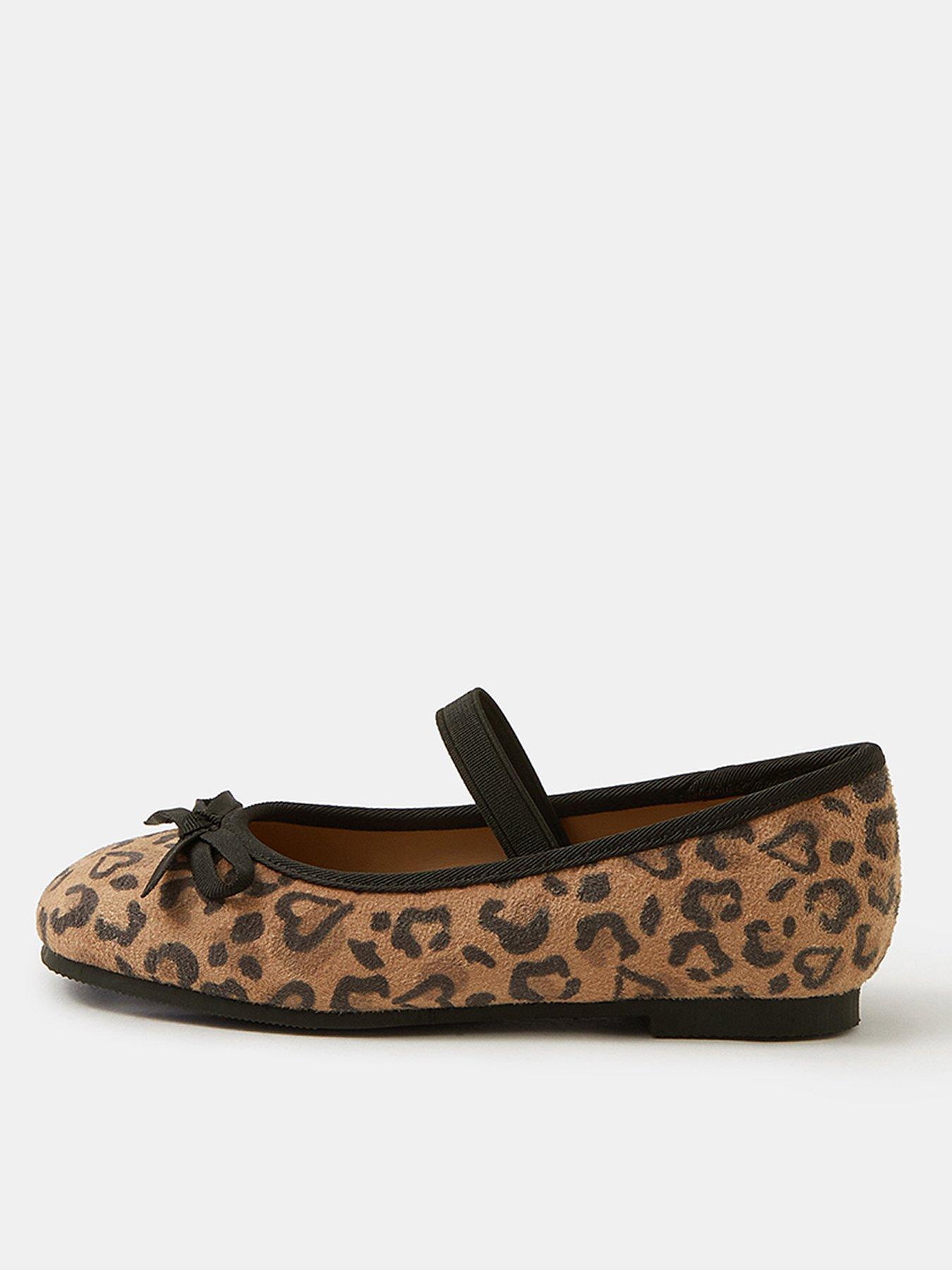 undefined Girls Animal Print Ballerina Shoes - Brown