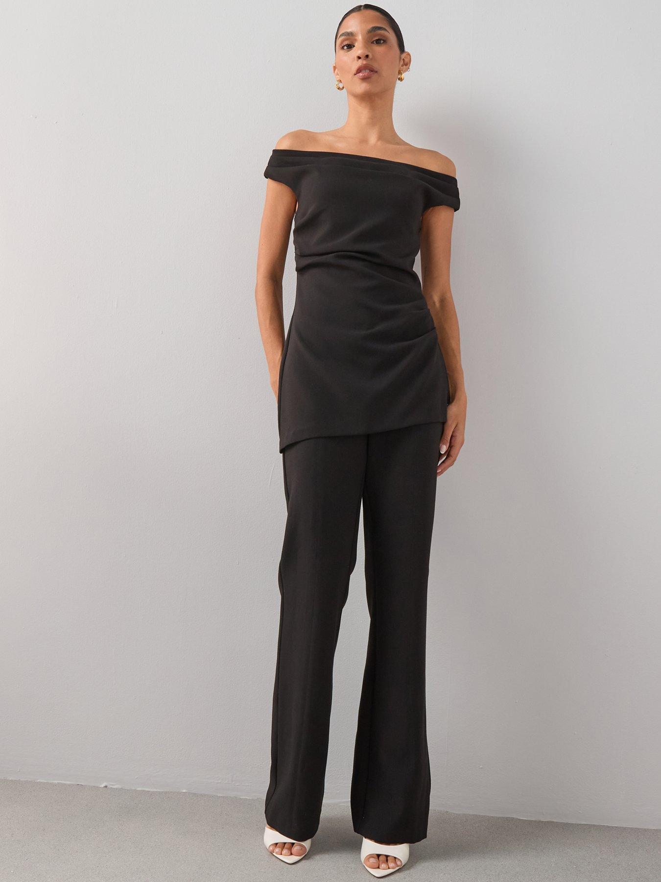 the-very-collection-ruched-bardot-jumpsuit-black