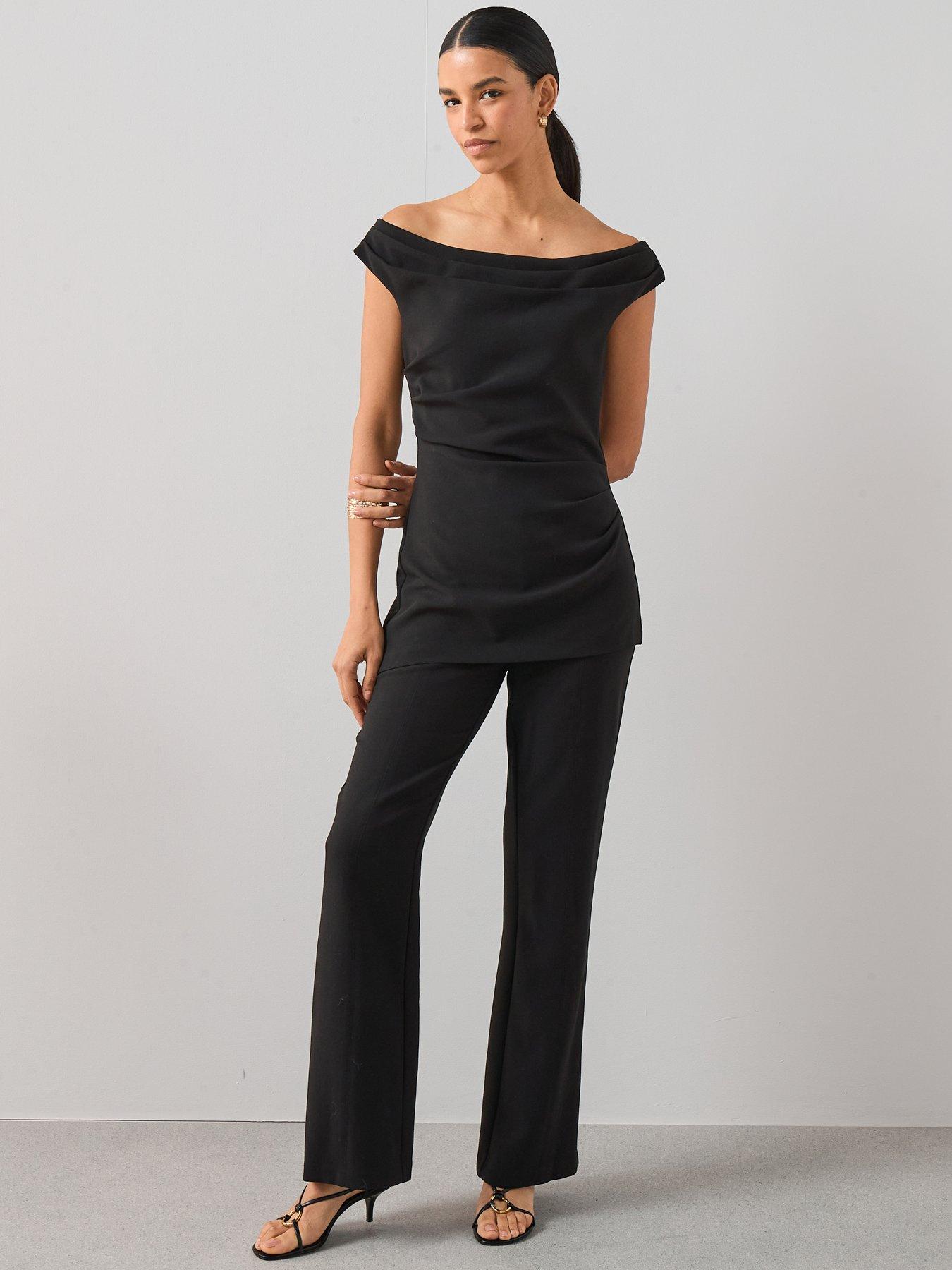 The Very Collection Ruched Bardot Jumpsuit - Black