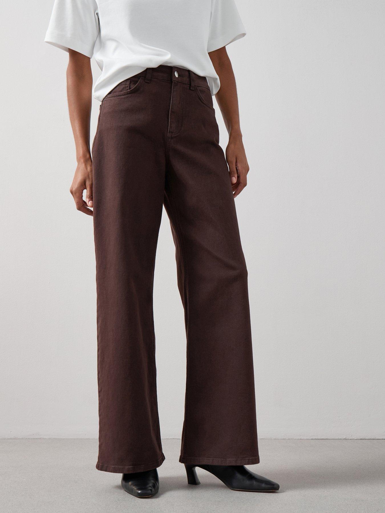 The Very Collection High Waist Wide Leg Jeans - Brown