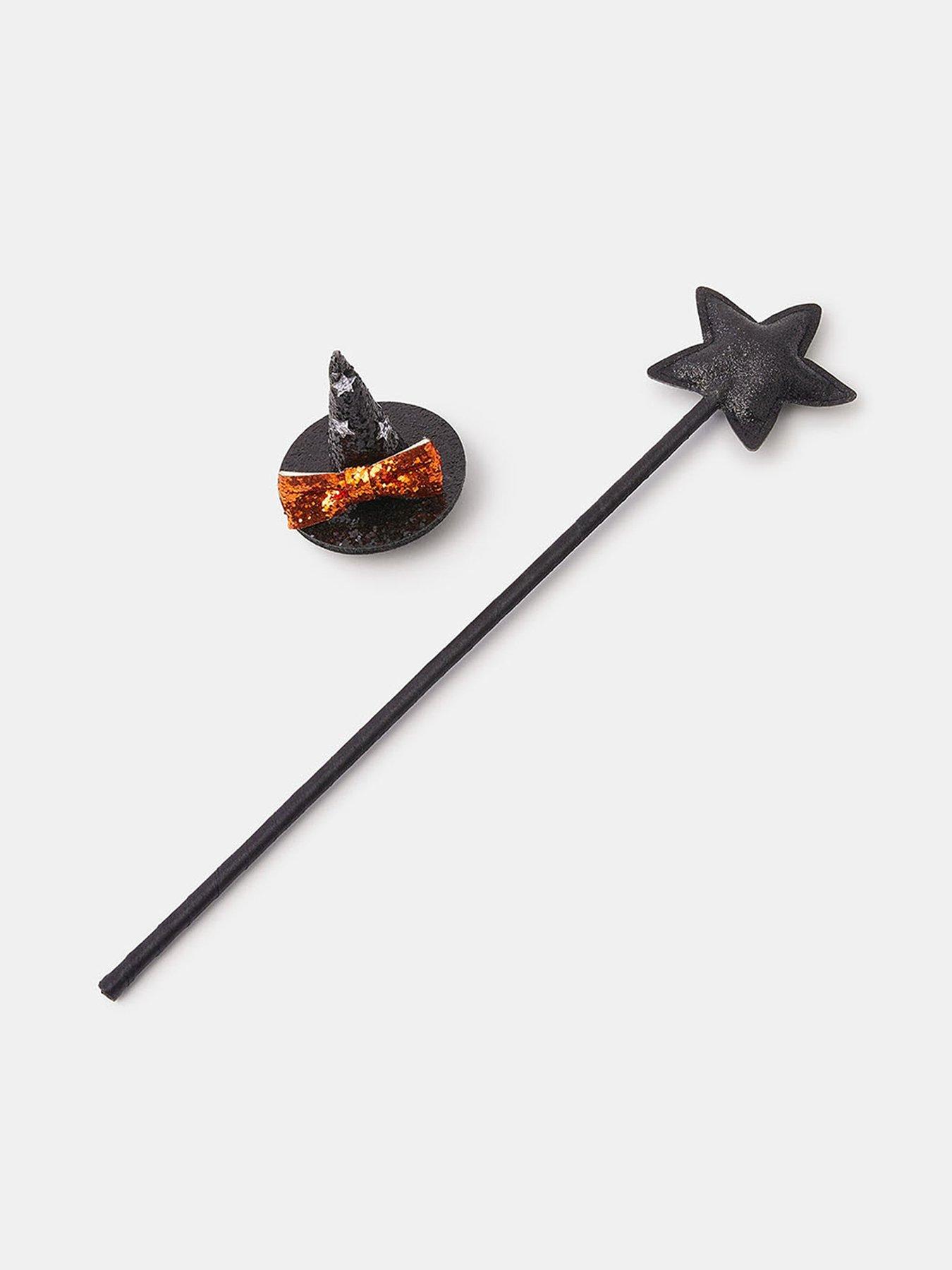Accessorize Girls Halloween Hat And Wand Set - Black