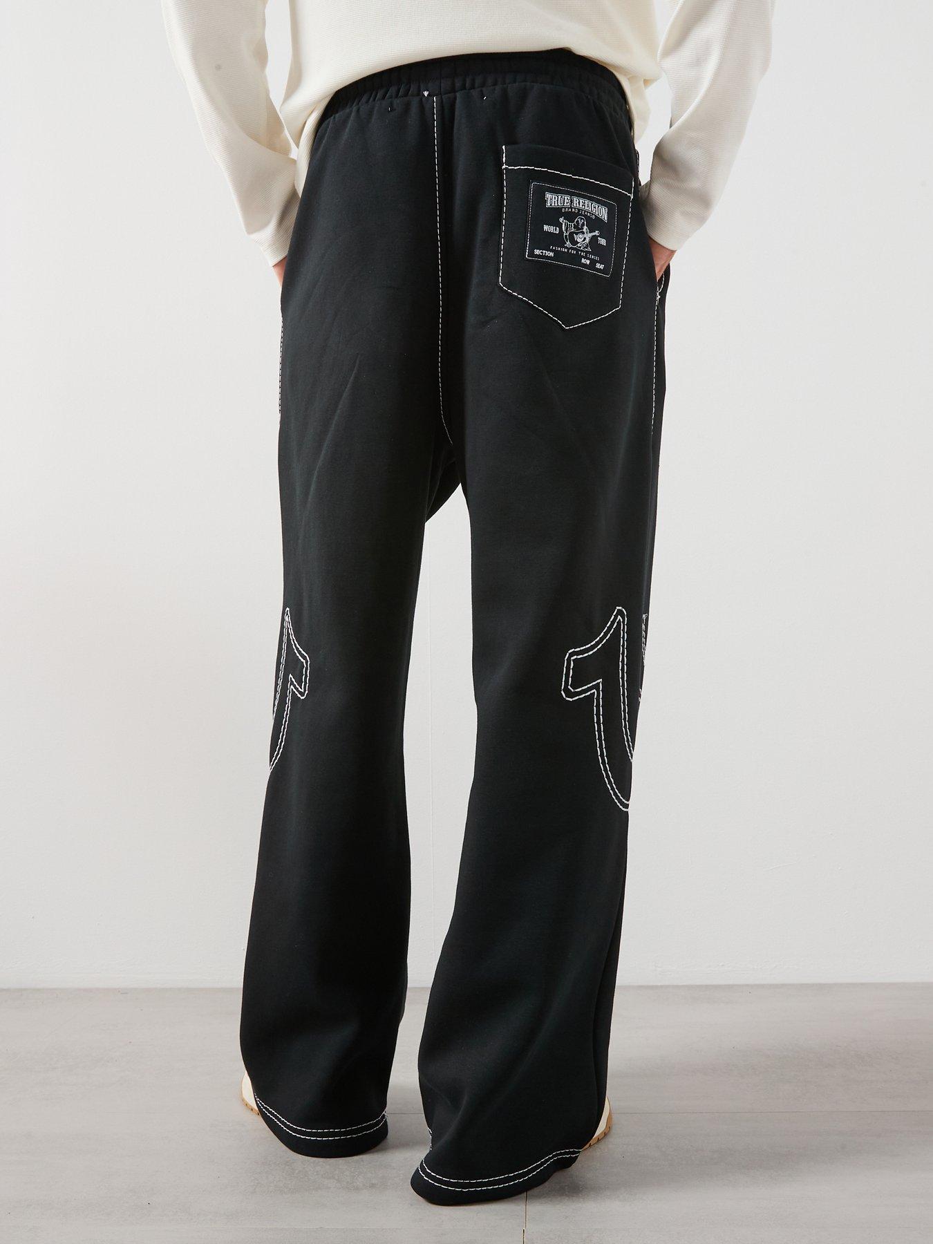 Image 2 of 6 of TRUE RELIGION Stitch Detail Baggy Joggers - Black