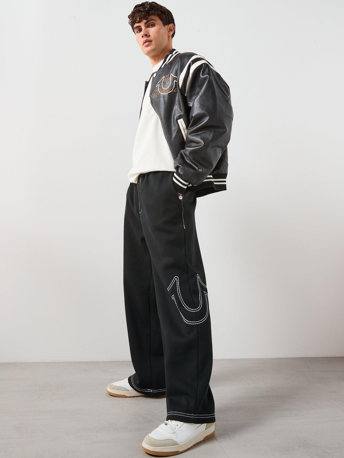 Image 3 of 6 of TRUE RELIGION Stitch Detail Baggy Joggers - Black