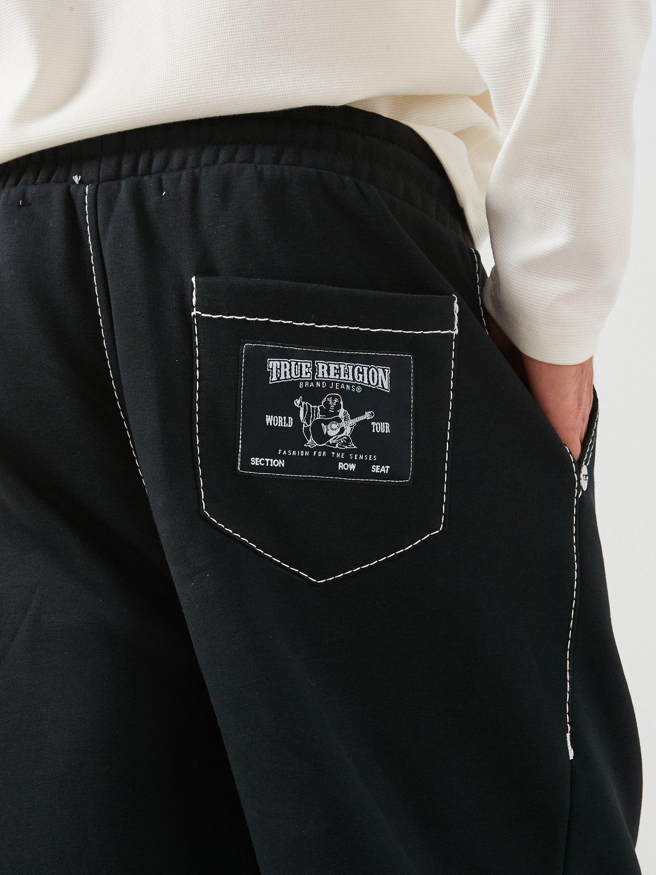 Image 6 of 6 of TRUE RELIGION Stitch Detail Baggy Joggers - Black
