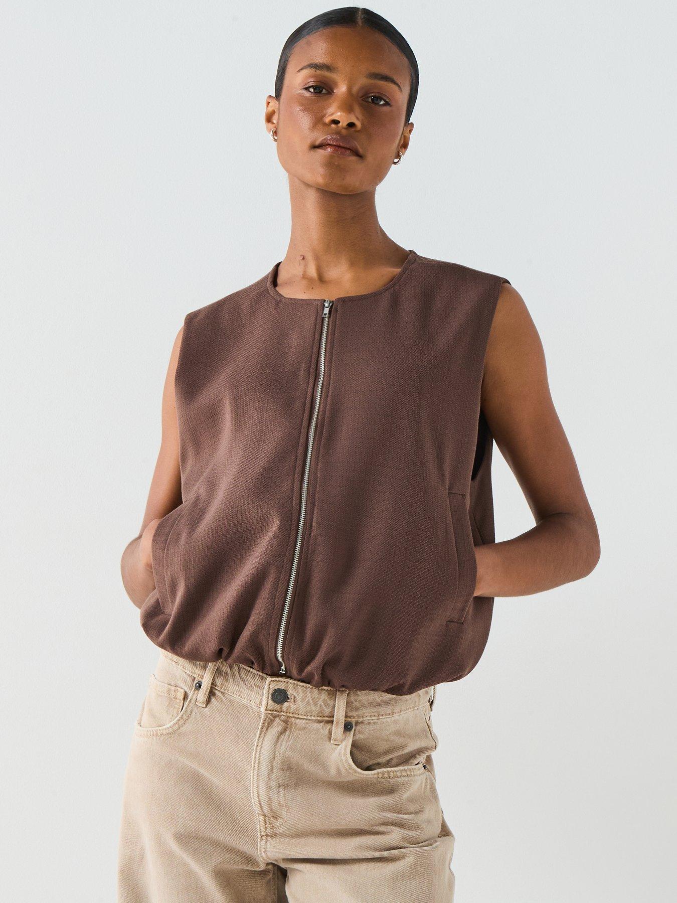 pieces-faleah-zip-thru-utility-vest-brown