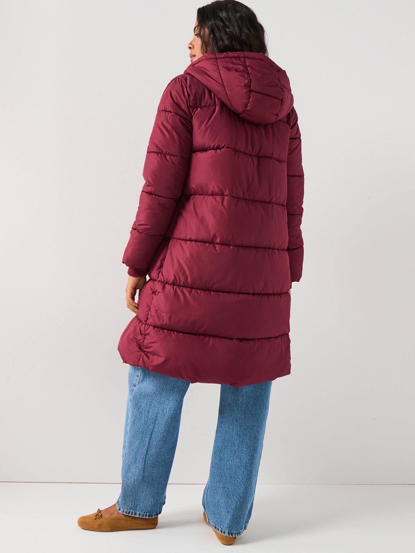 Image 2 of 4 of PIECES Long Puffer Jacket - Red