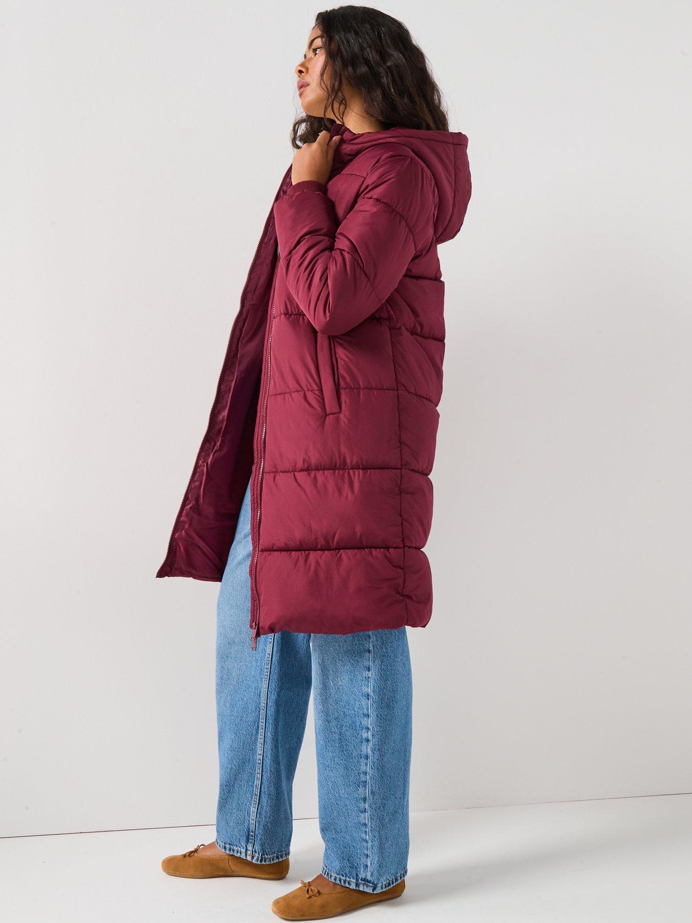 Image 4 of 4 of PIECES Long Puffer Jacket - Red