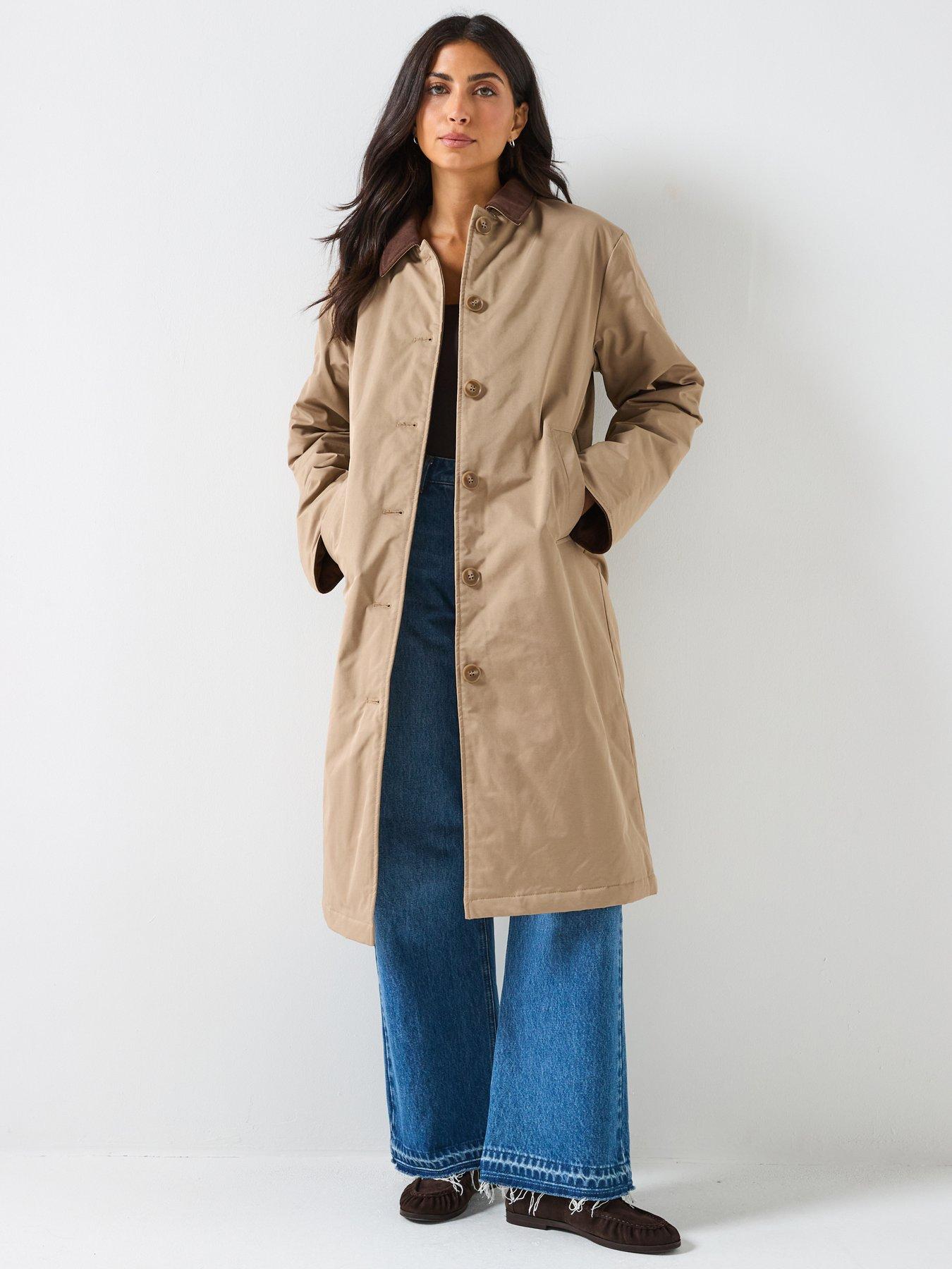 PIECES Long Corduroy Jacket - Brown