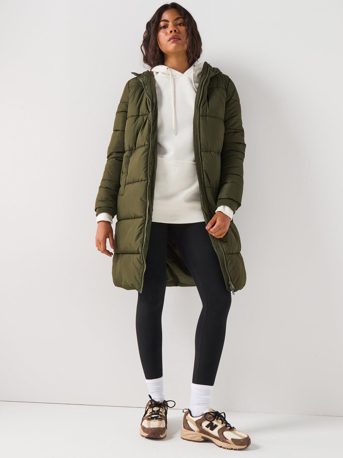 pieces-long-puffer-jacket-green