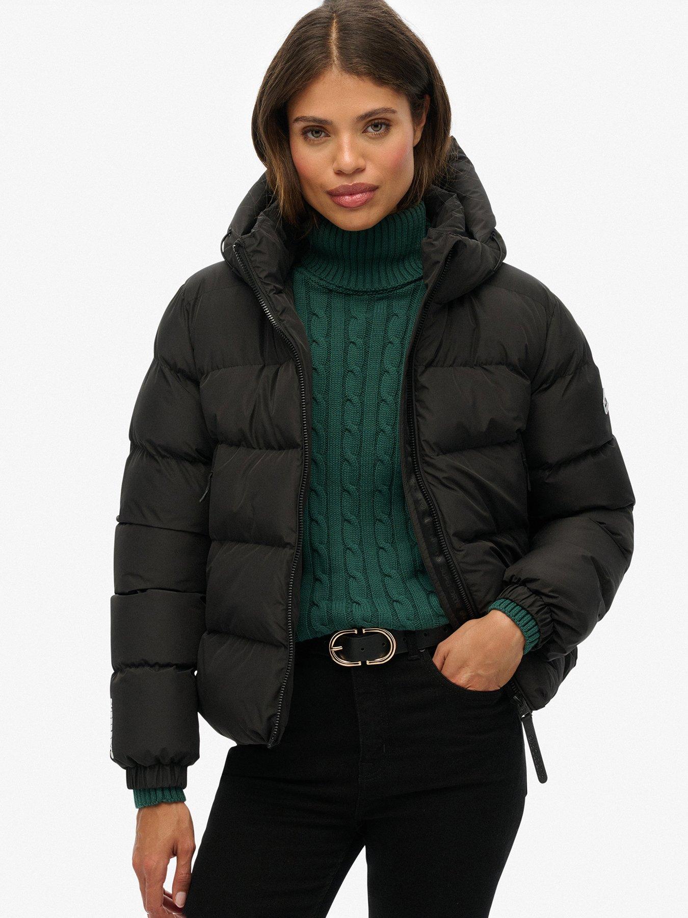 undefined Hooded Sports Puffer Jacket - Black