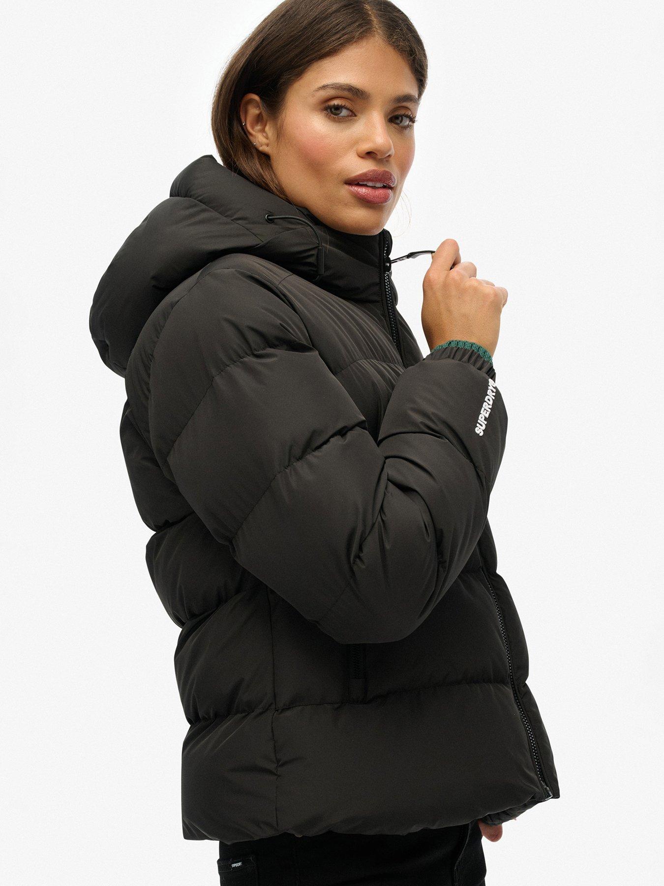 Image 2 of 6 of Superdry Hooded Sports Puffer Jacket - Black