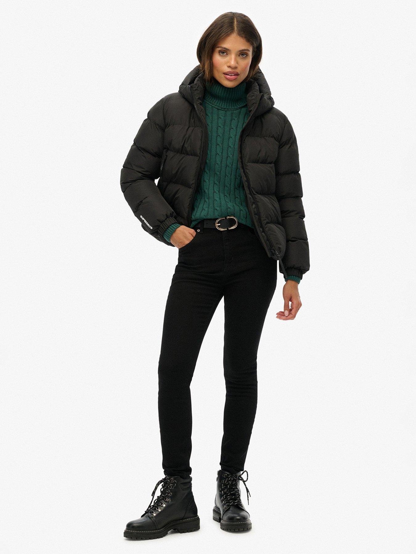 Image 3 of 6 of Superdry Hooded Sports Puffer Jacket - Black