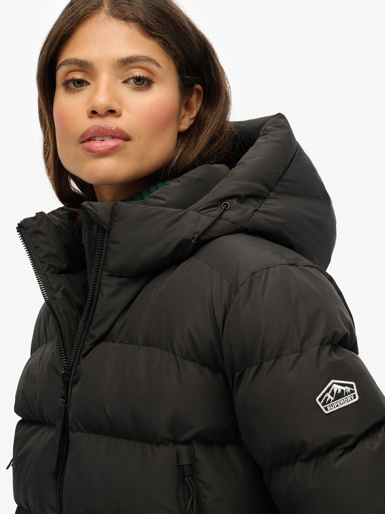 Image 4 of 6 of Superdry Hooded Sports Puffer Jacket - Black