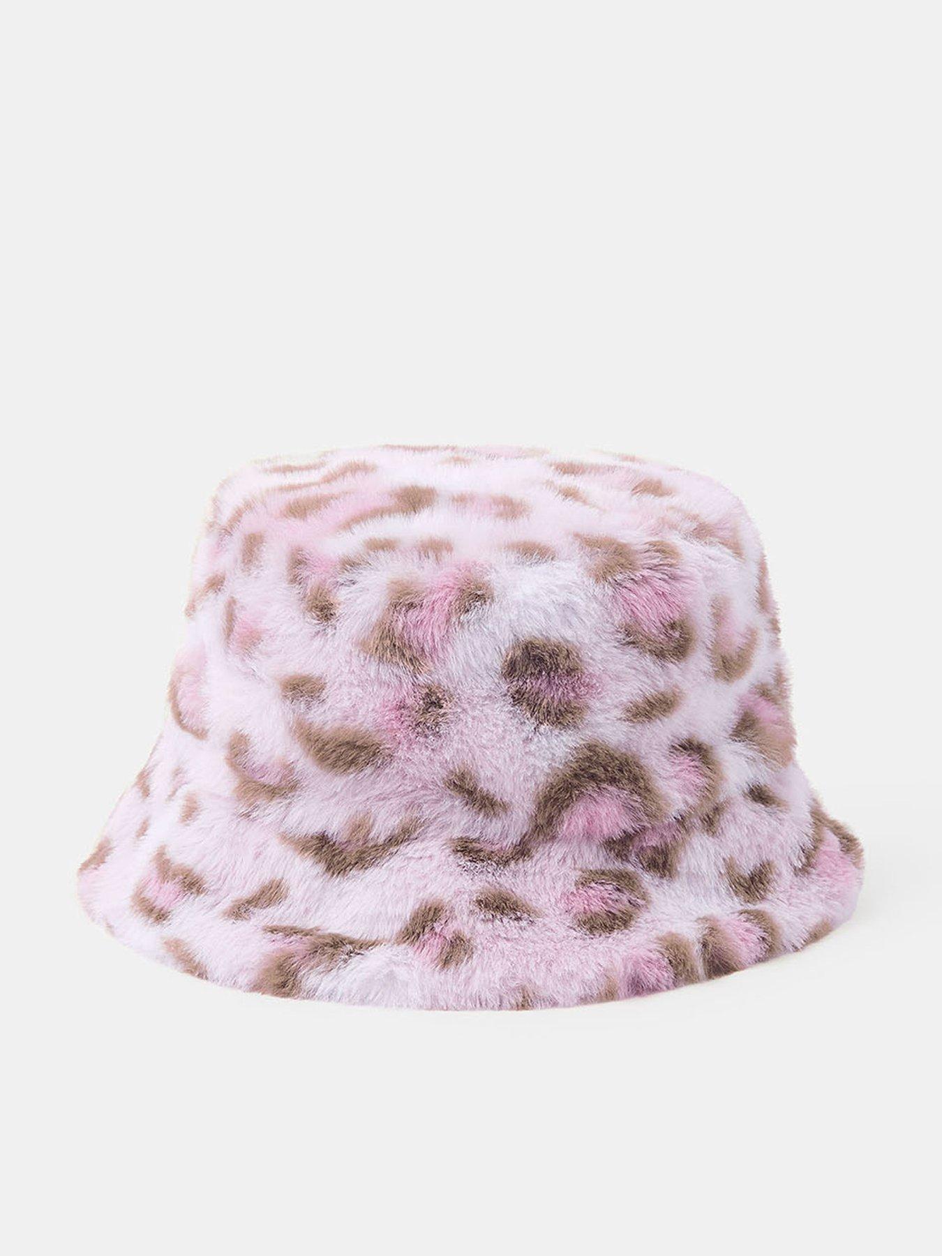 Accessorize Girls Leopard Furry Bucket Hat - Brown