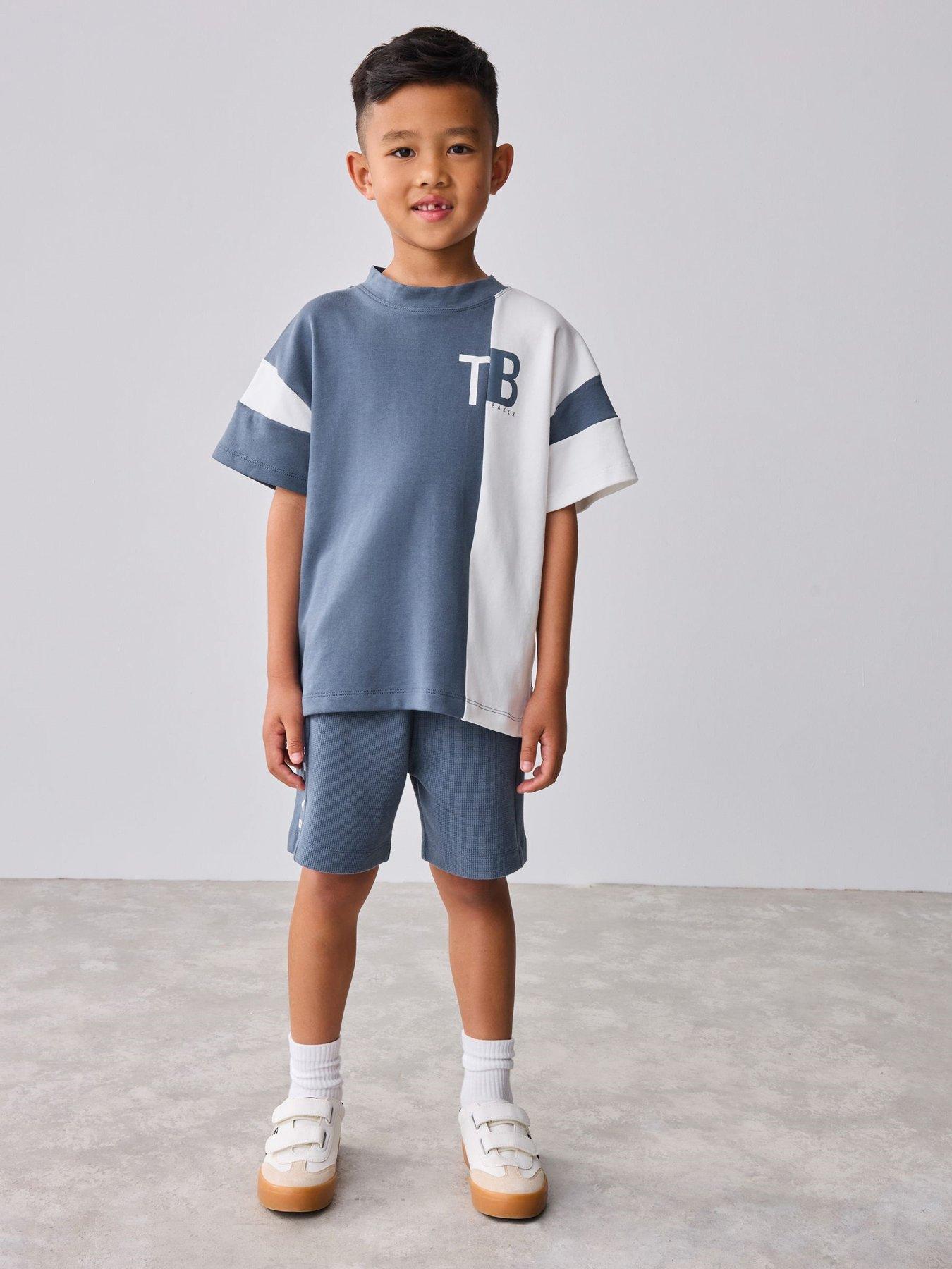 Ted Baker Boys Colourblock Top And Shorts Set - Blue