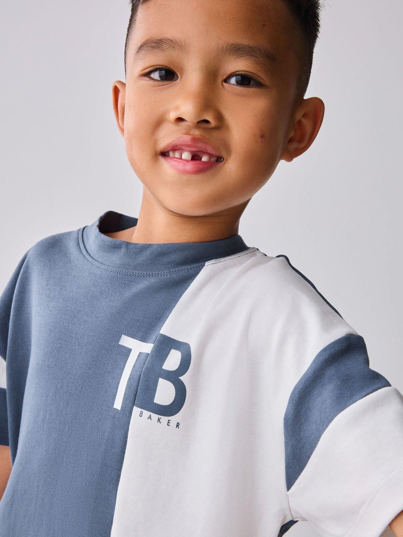 Image 2 of 6 of Ted Baker Boys Colourblock Top And Shorts Set - Blue