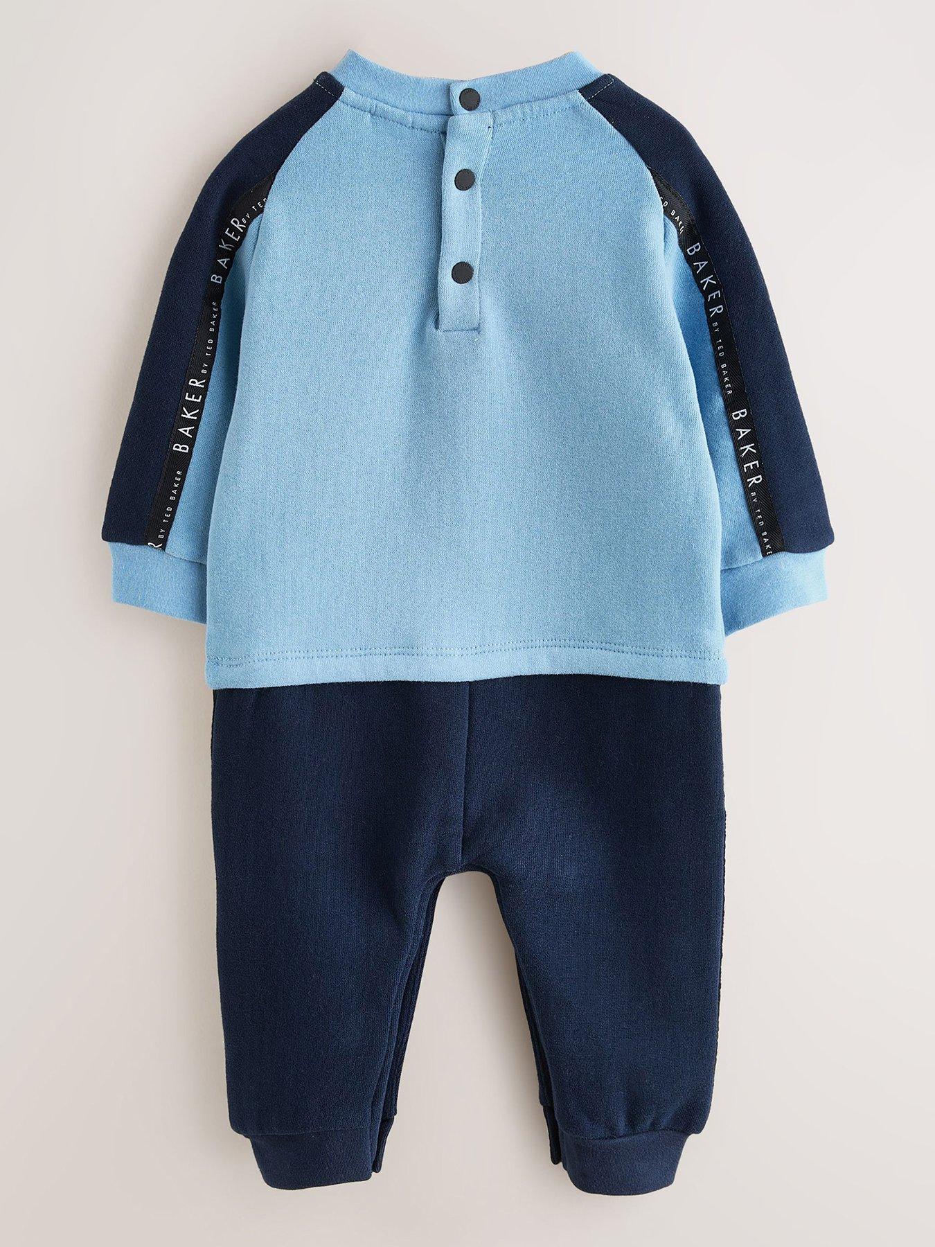 Ted Baker Baby Boys Panel Mock Rompersuit Blue Very