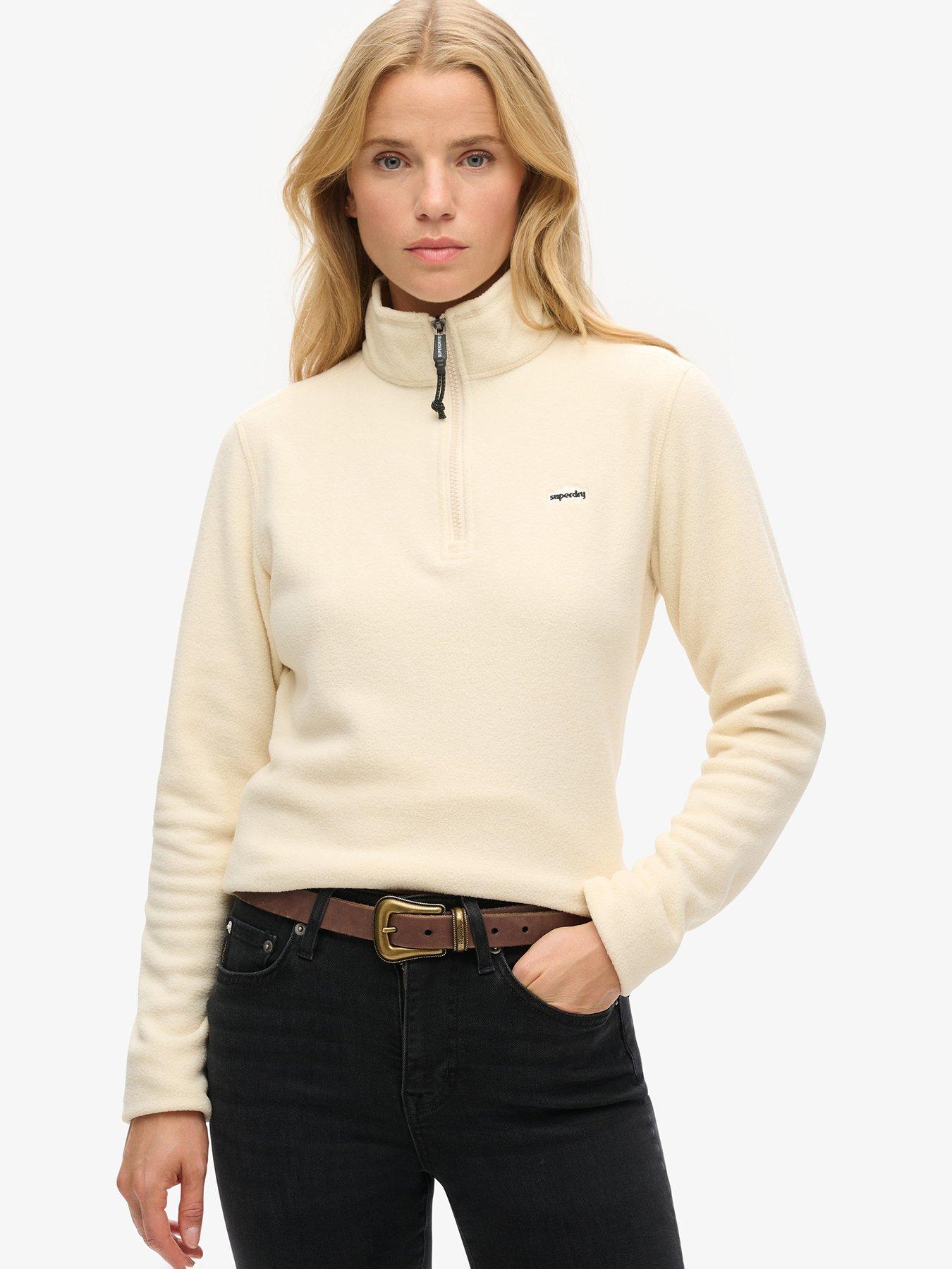 undefined Polar Fleece Half Zip Sweatshirt - Beige
