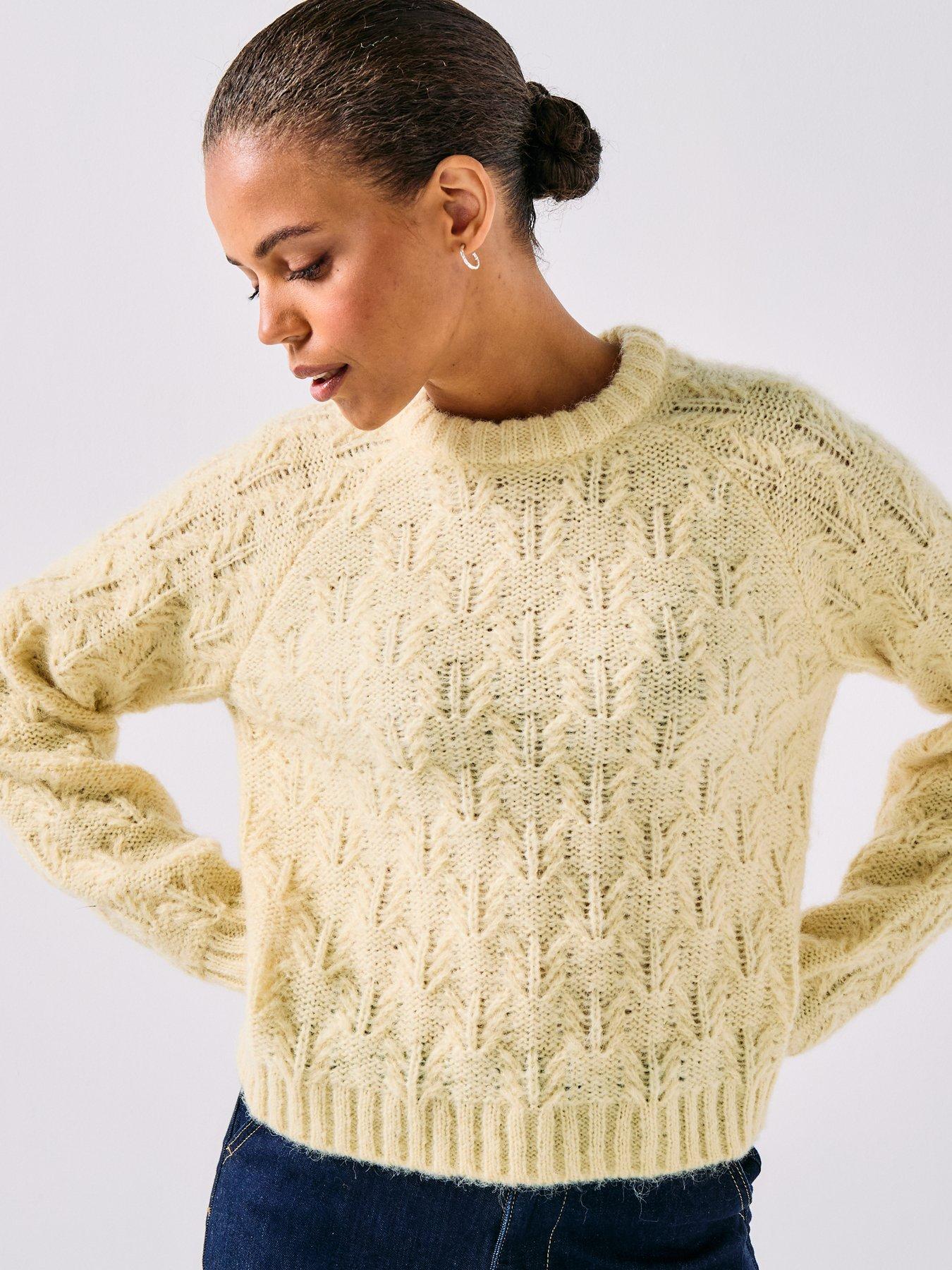 PIECES Jia Long Sleeve Knit Jumper - Yellow