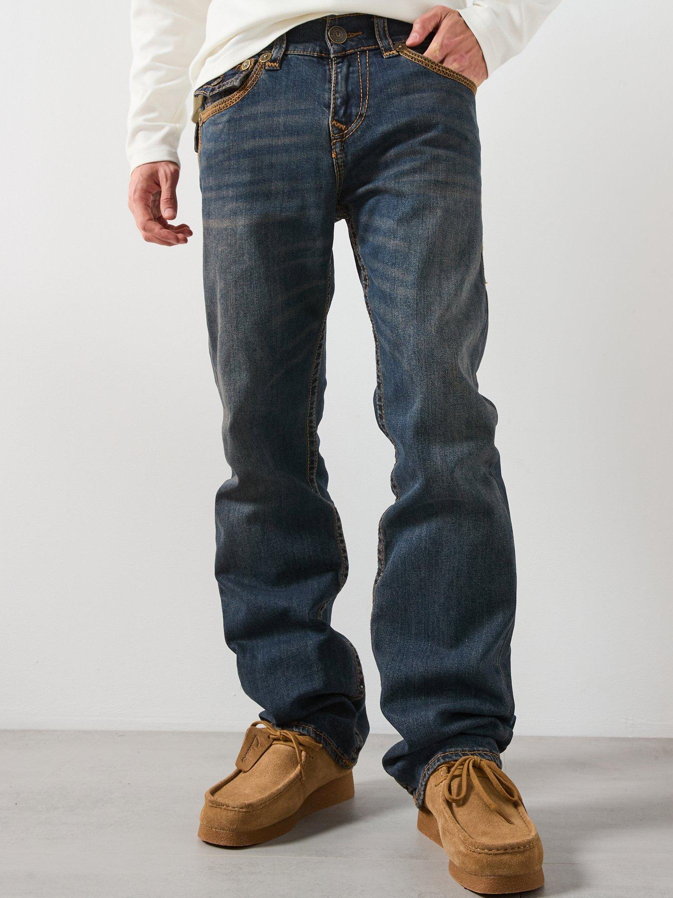 パンツ True Religion Ricky Relaxed Straight TRUE RELIGION Ricky Flatlock Relaxed Straight Fit Jeans - Dark