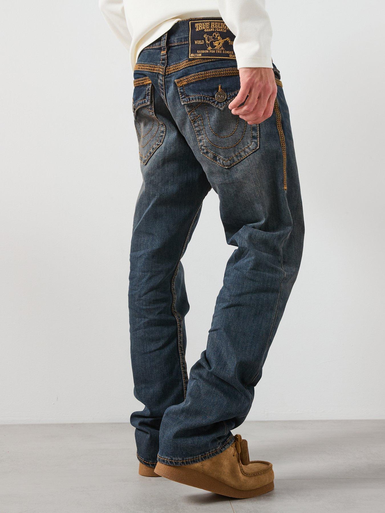 TRUE RELIGION Ricky Flatlock Relaxed Straight Fit Jeans - Dark