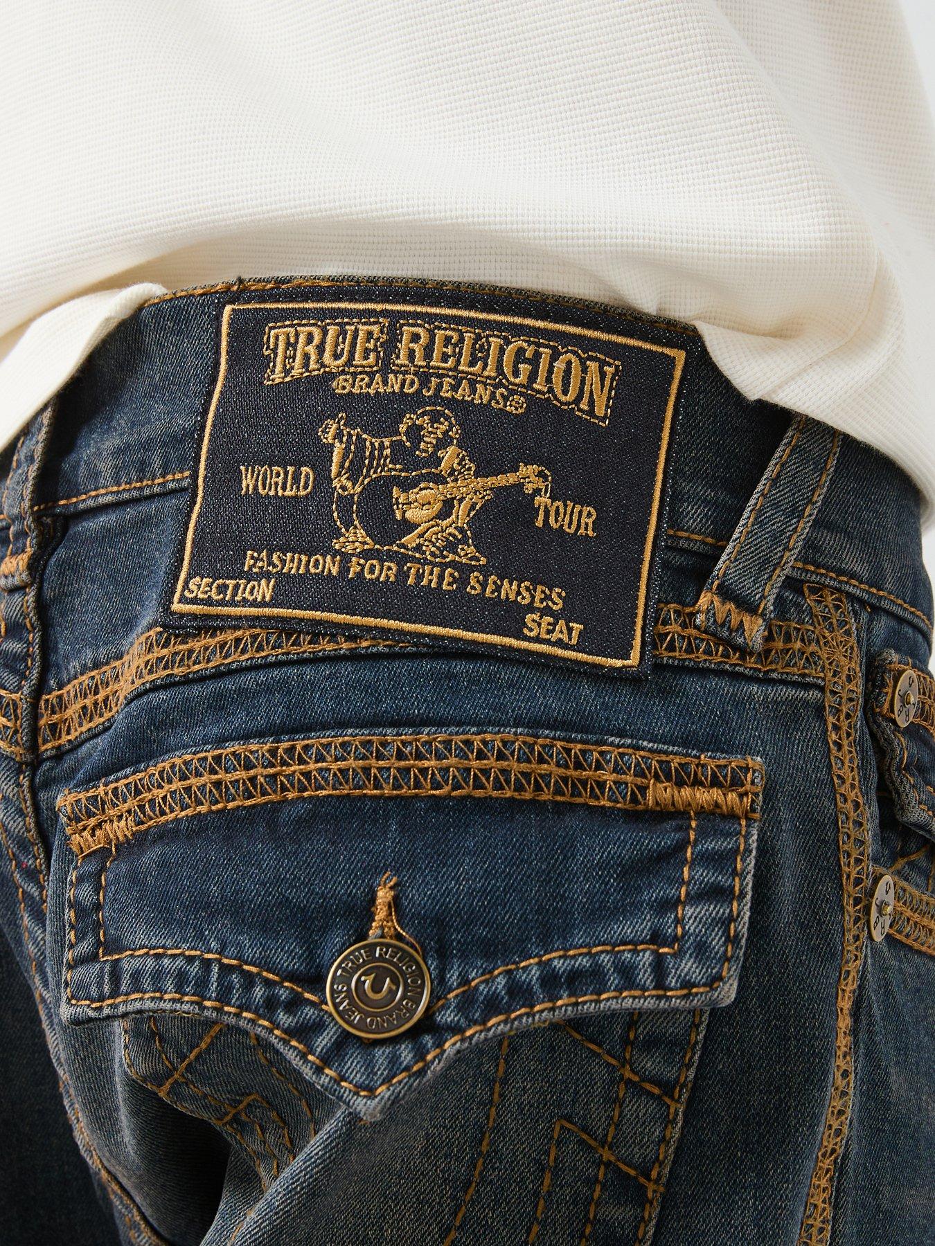 TRUE RELIGION Ricky Flatlock Relaxed Straight Fit Jeans - Dark