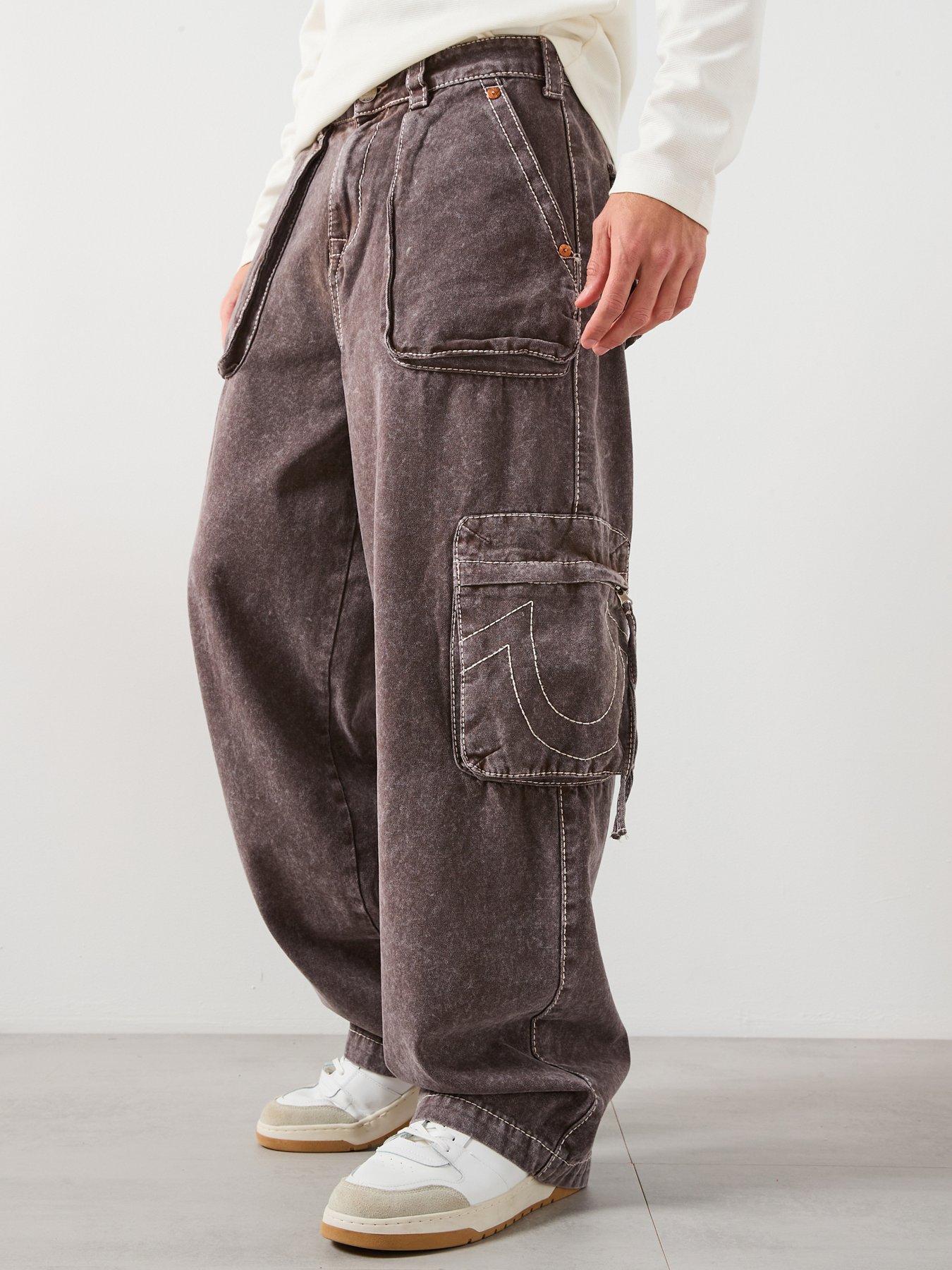 TRUE RELIGION True Religion Baggy Stitch Detail Cargo Trousers - Brown