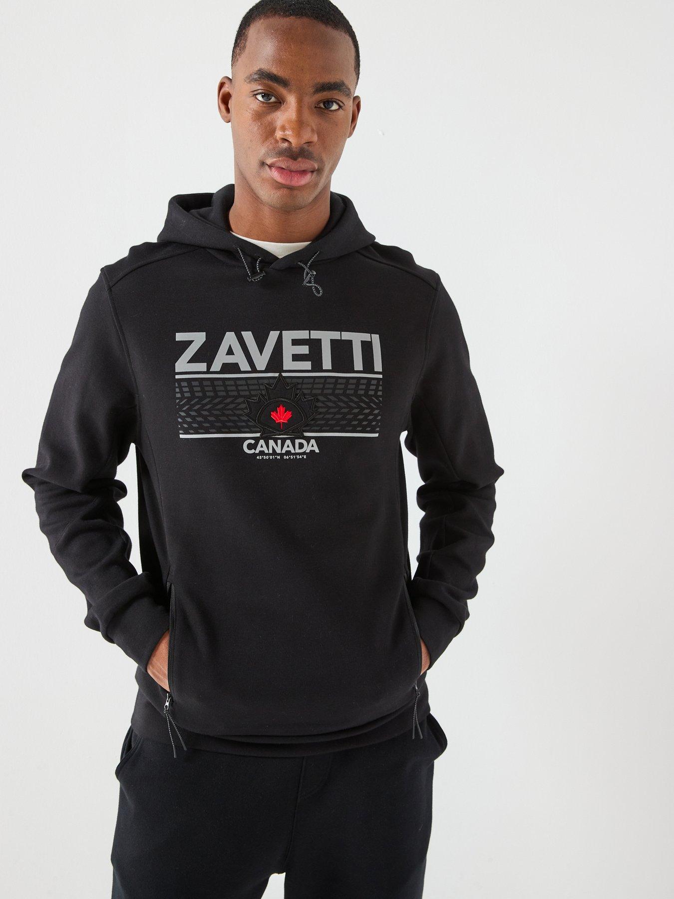 Zavetti Canada Dimola Panelled Pullover Logo Hoodie - Black