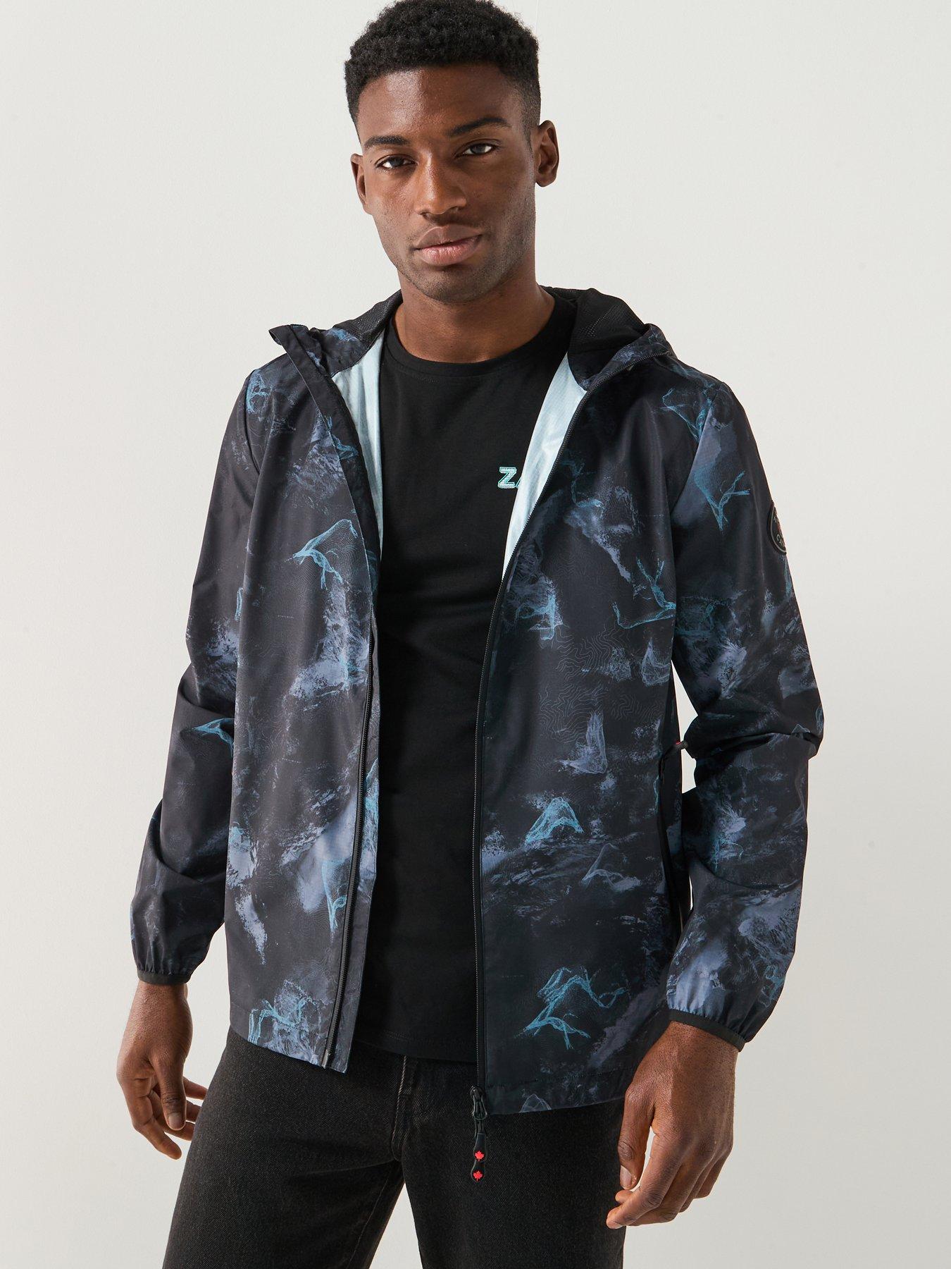Zavetti Canada Andrioli Camo Hooded Windbreaker Jacket - Black