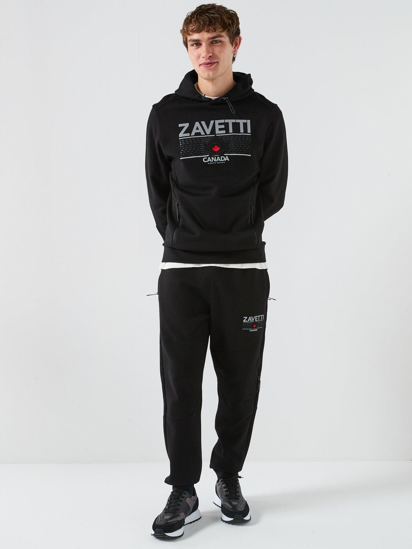 Image 3 of 6 of Zavetti Canada Dimola Panelled Pullover Hoody And Cargo Tracksuit - Black
