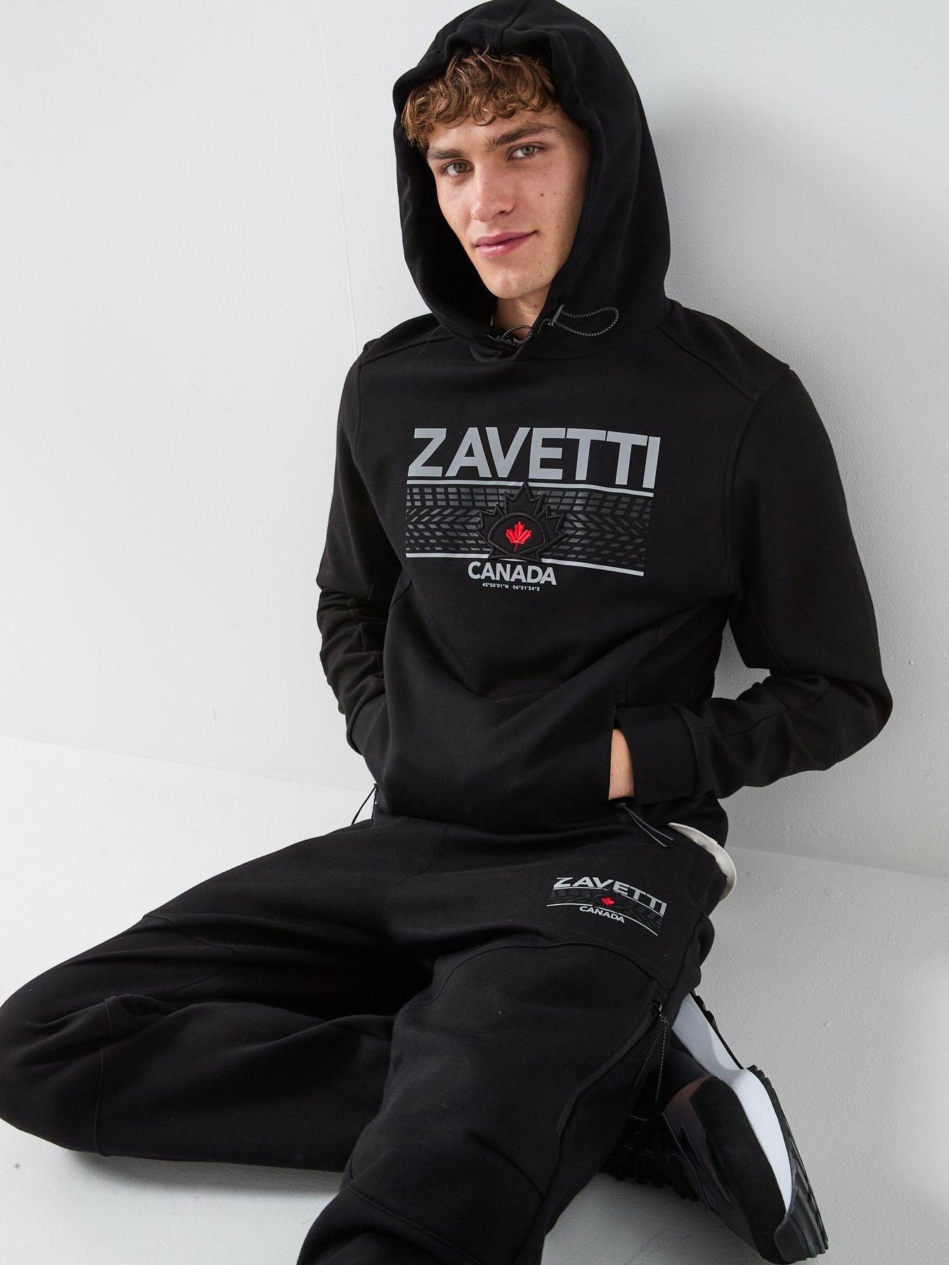 Image 4 of 6 of Zavetti Canada Dimola Panelled Pullover Hoody And Cargo Tracksuit - Black