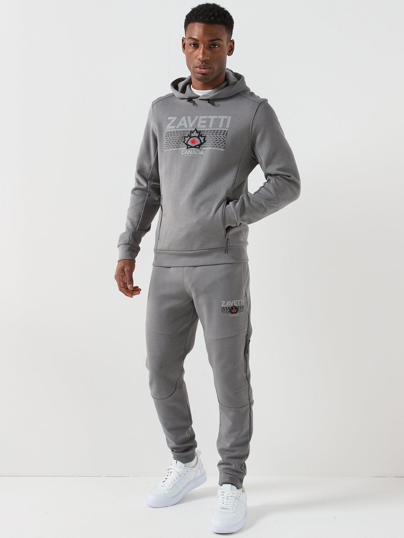 Image 1 of 6 of Zavetti Canada Dimola Panelled Pullover Hoody And Cargo Tracksuit - Dark Grey