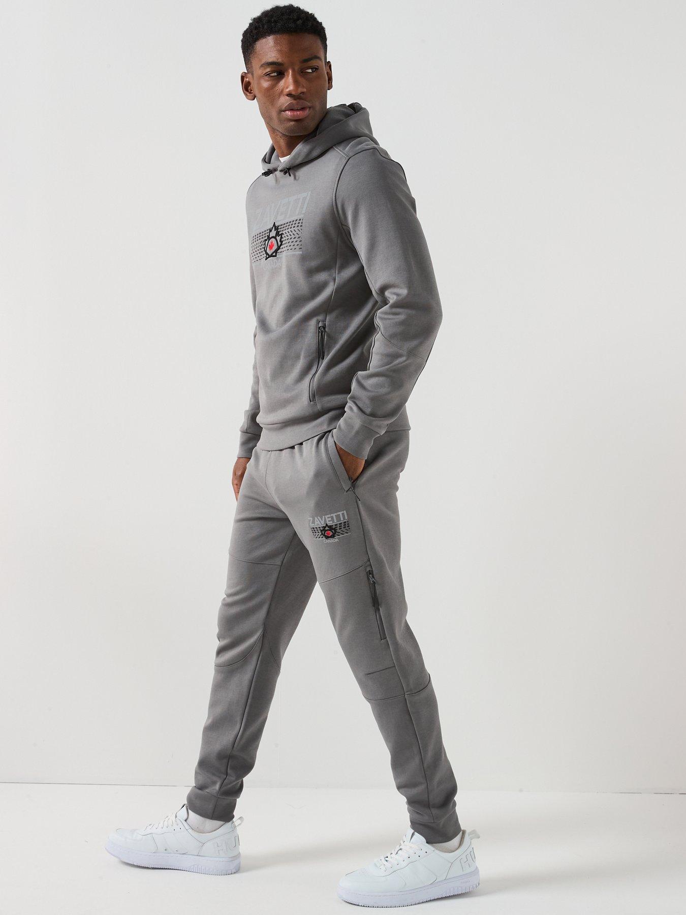 Image 3 of 6 of Zavetti Canada Dimola Panelled Pullover Hoody And Cargo Tracksuit - Dark Grey