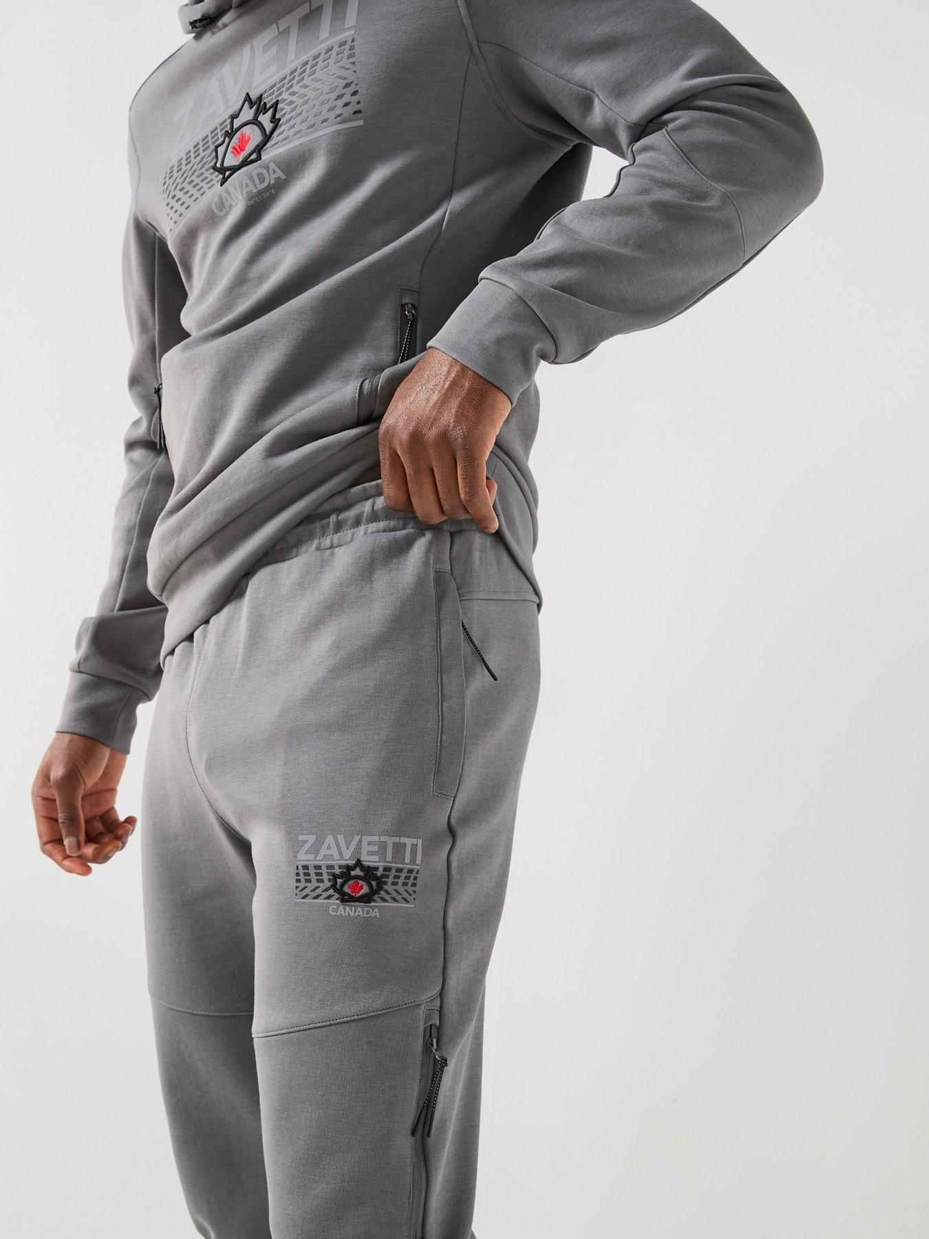 Image 6 of 6 of Zavetti Canada Dimola Panelled Pullover Hoody And Cargo Tracksuit - Dark Grey