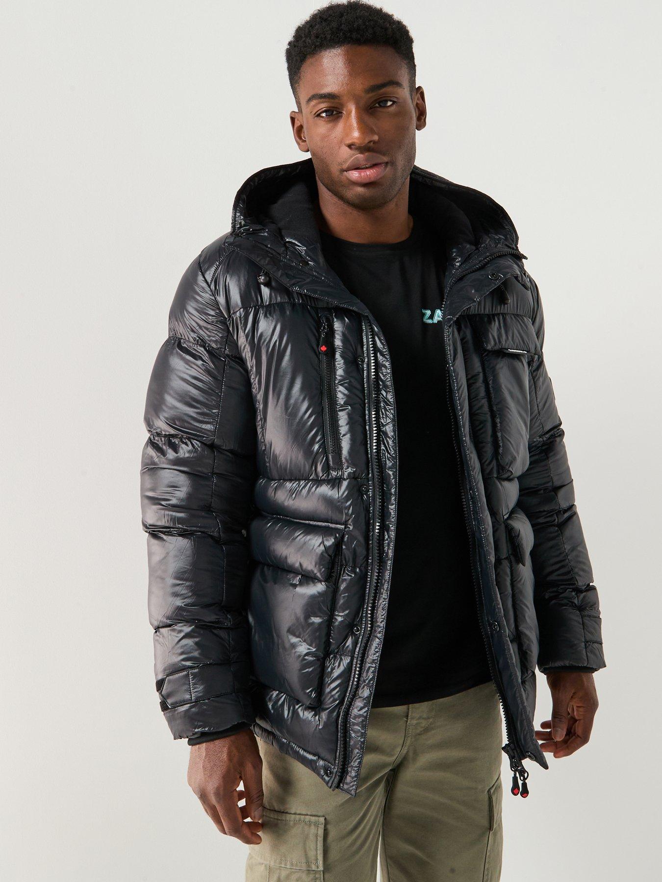 Zavetti Canada Onix Padded Shine Logo Parka Coat - Black | Very
