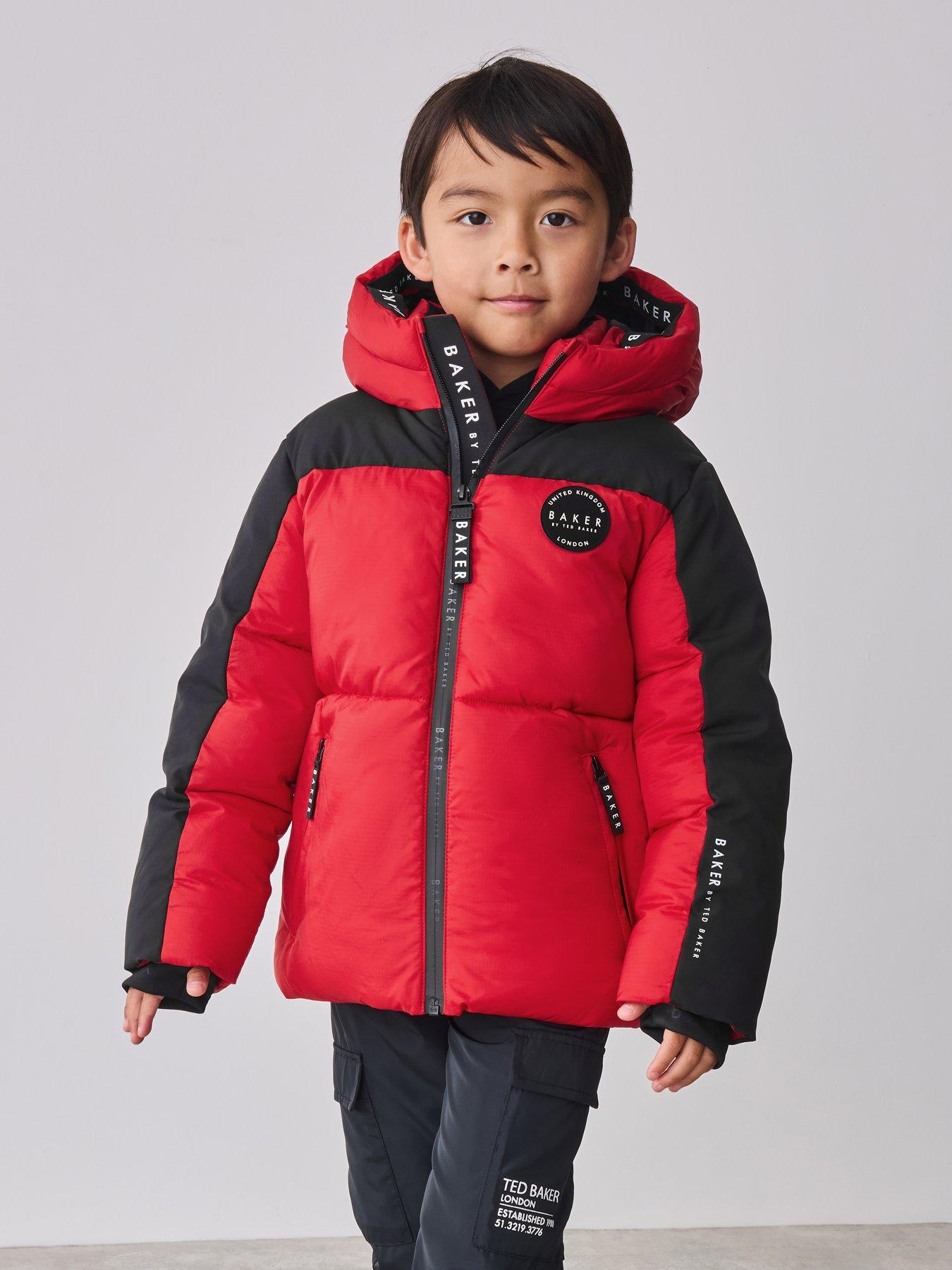 Image 1 of 7 of Ted Baker Boys Colourblock Coat- Red
