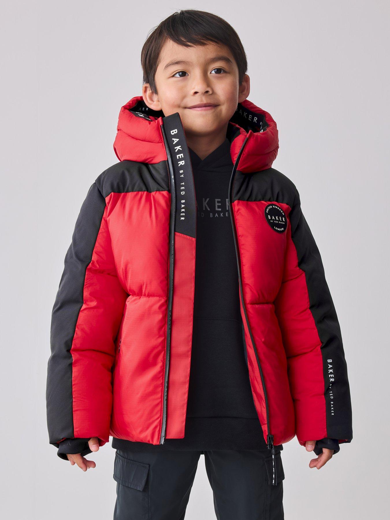 Image 3 of 7 of Ted Baker Boys Colourblock Coat- Red