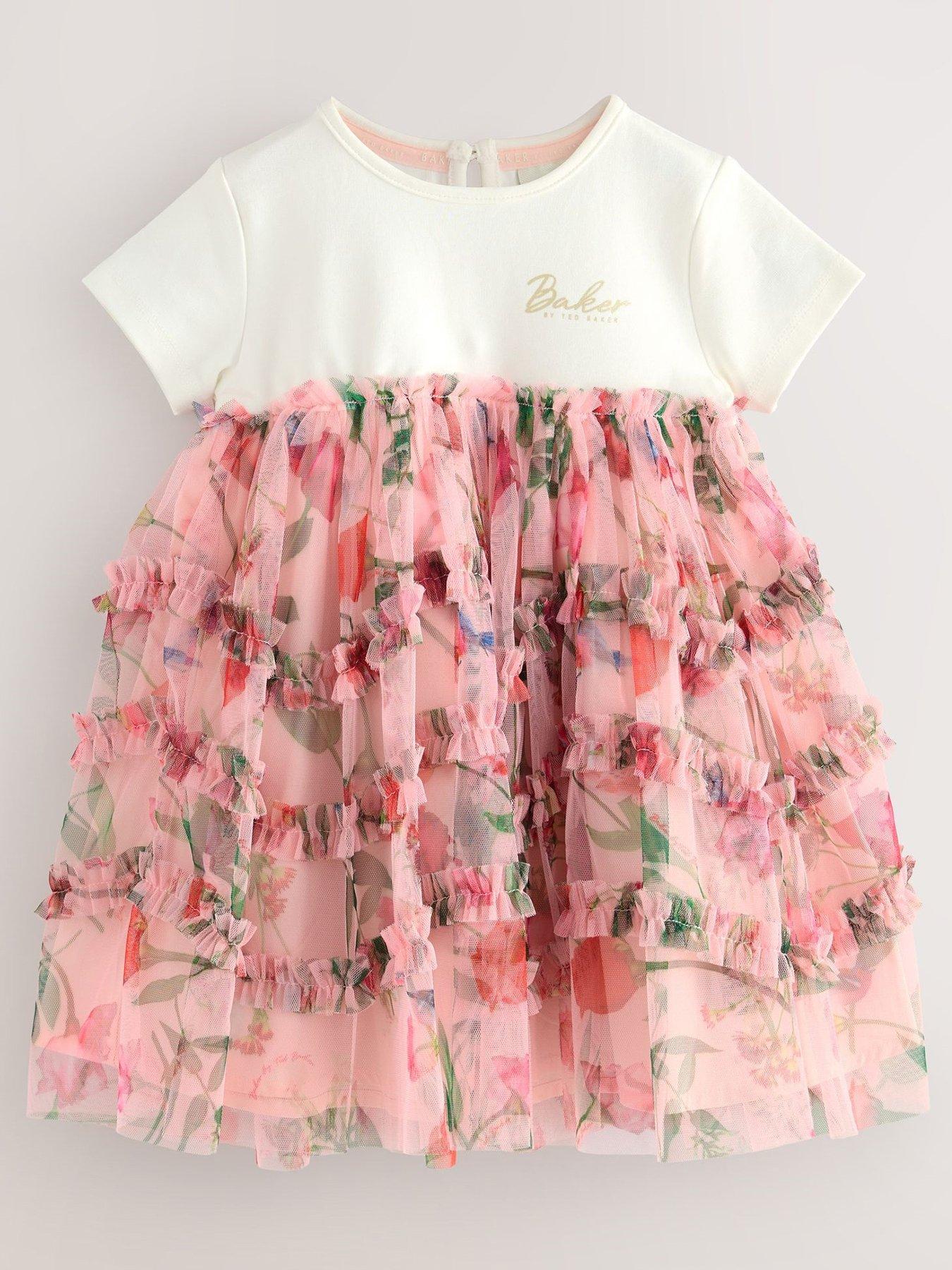 undefined Younger Girls Mesh Layered Dress - Pink