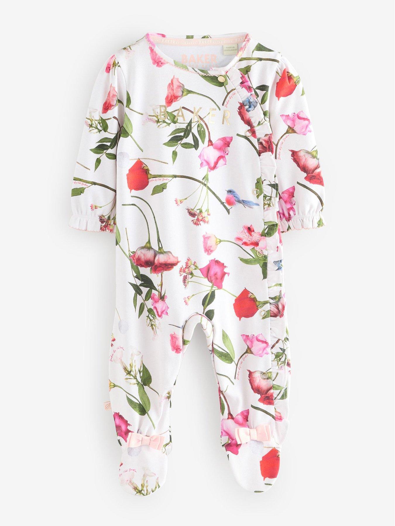 Image 2 of 7 of Ted Baker Baby Girls 3 Pack Sleepsuits - Pink