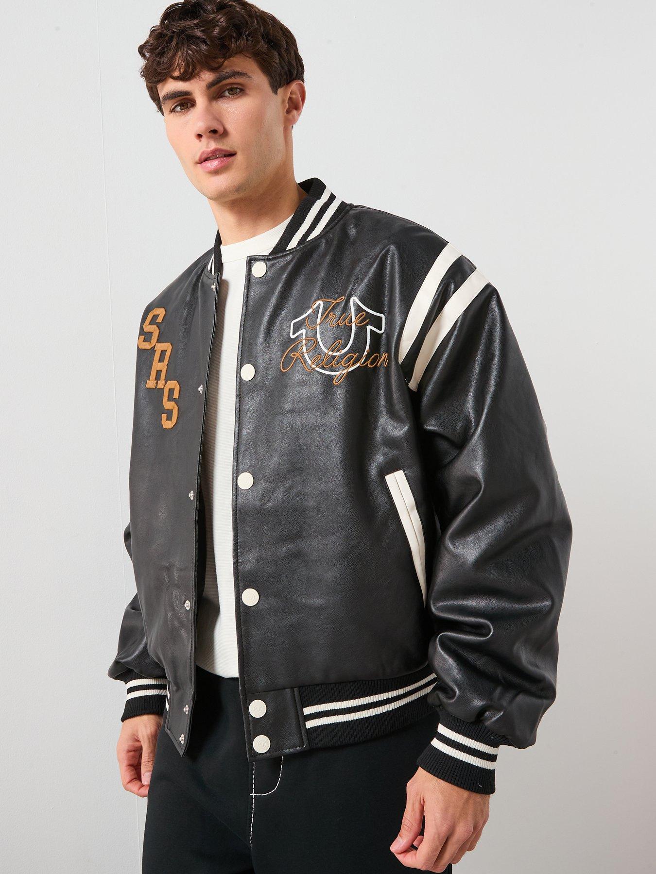 TRUE RELIGION Retro Varsity Bomber Jacket - Black