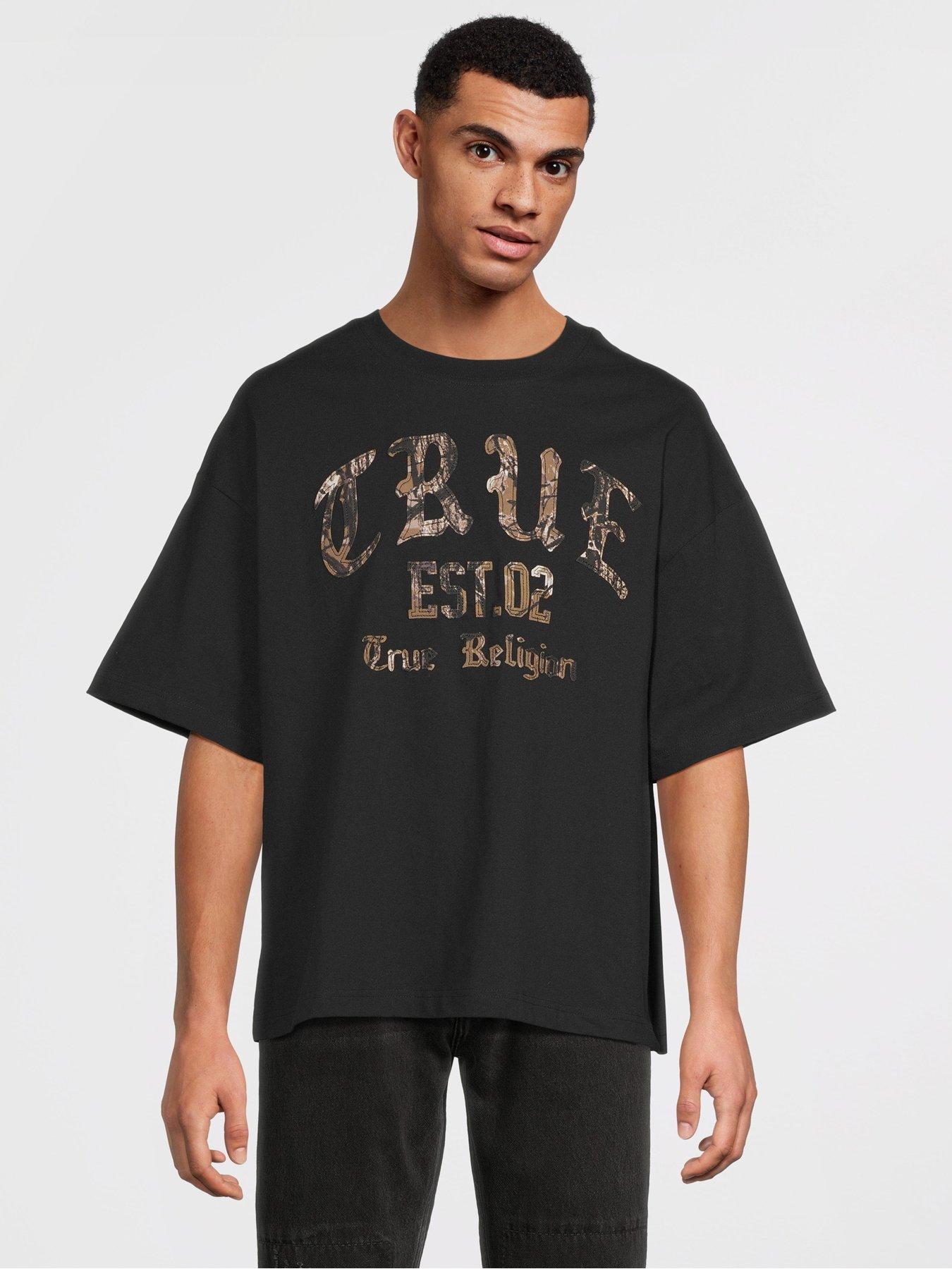 TRUE RELIGION Camo Print Oversized T-Shirt - Black