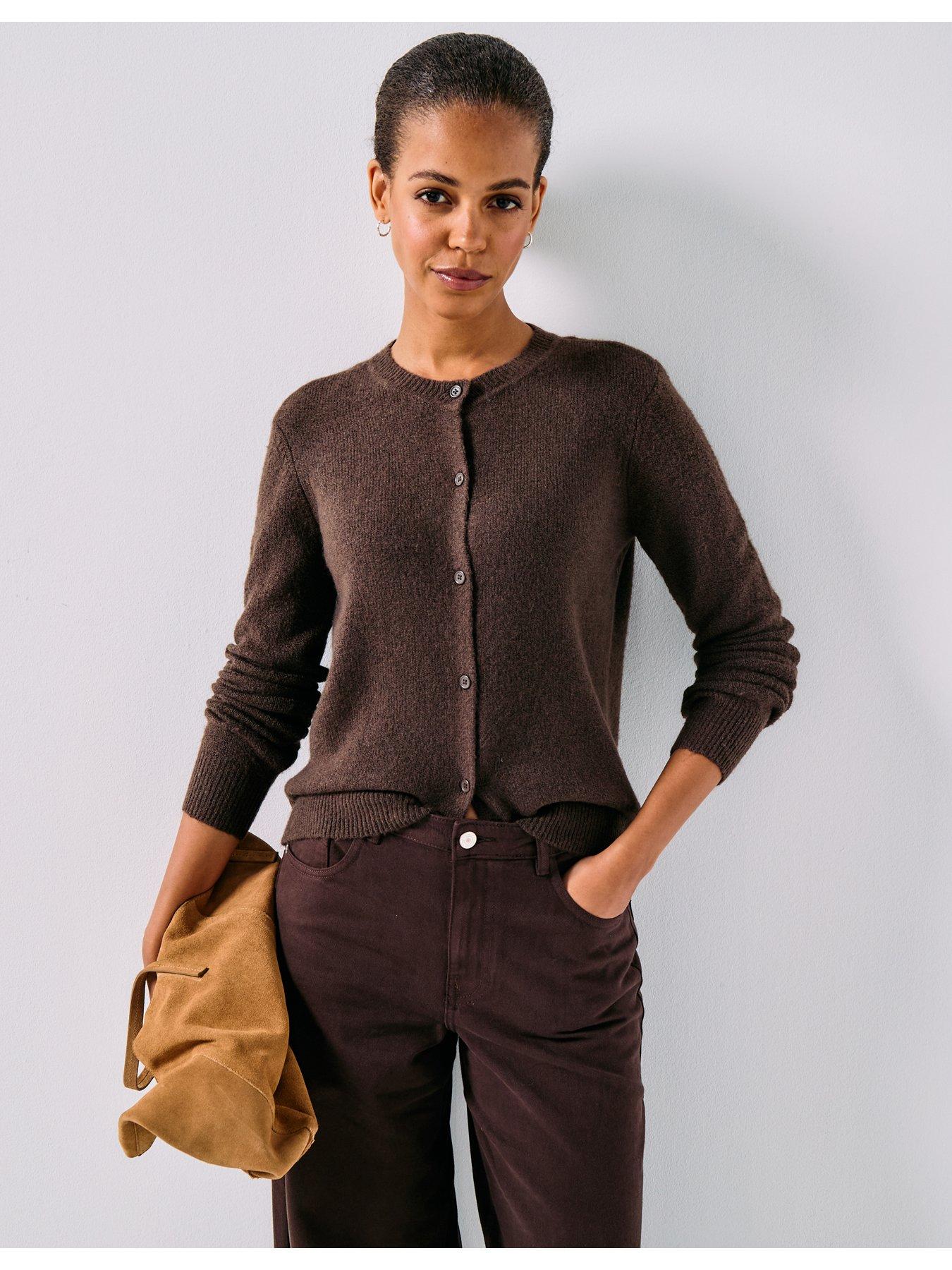 PIECES Pcmalou Long Sleeve Knit Cardigan - Brown
