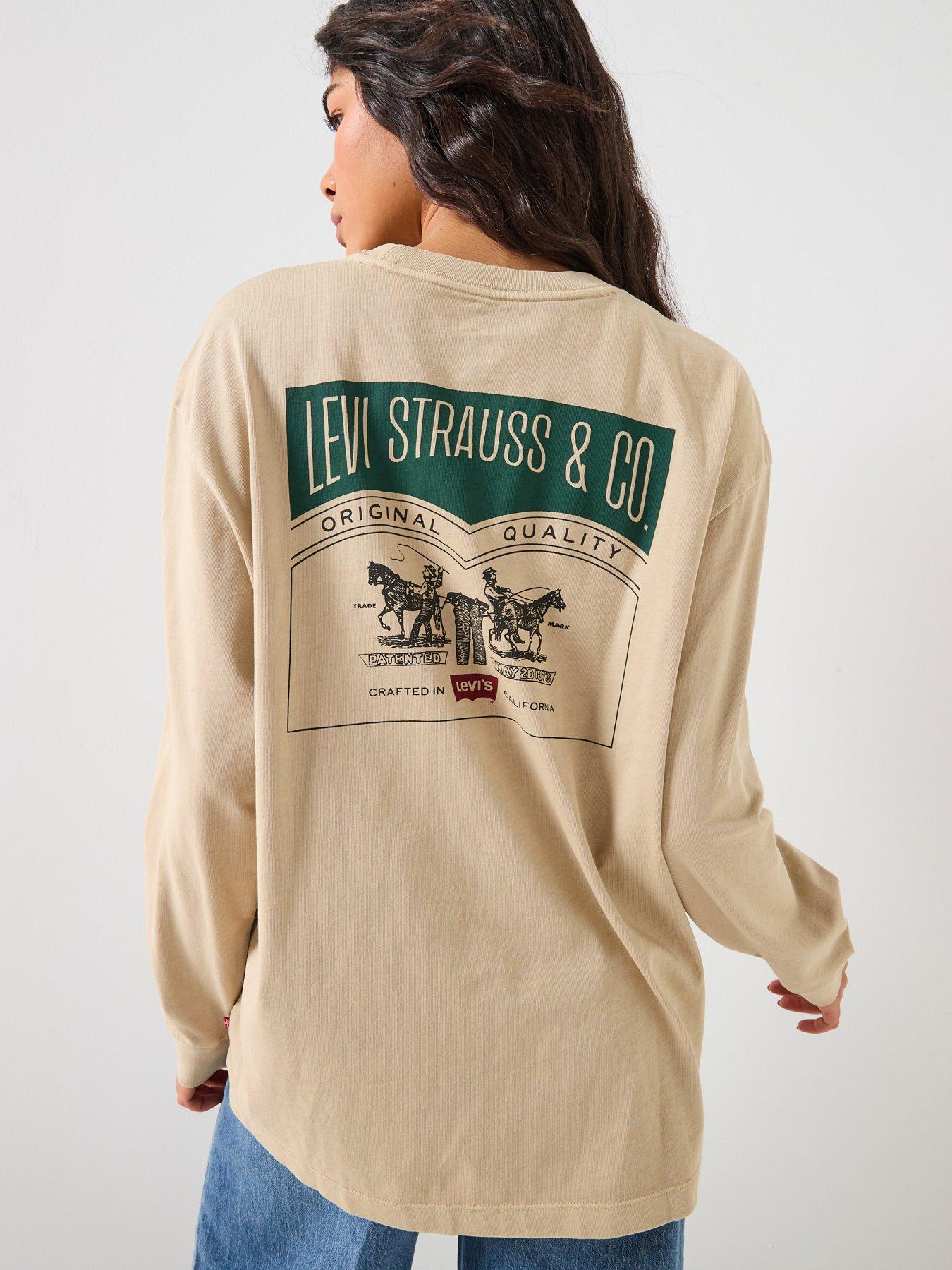 Levi's Authentic Graphic Back Print Long Sleeve T-Shirt- Beige