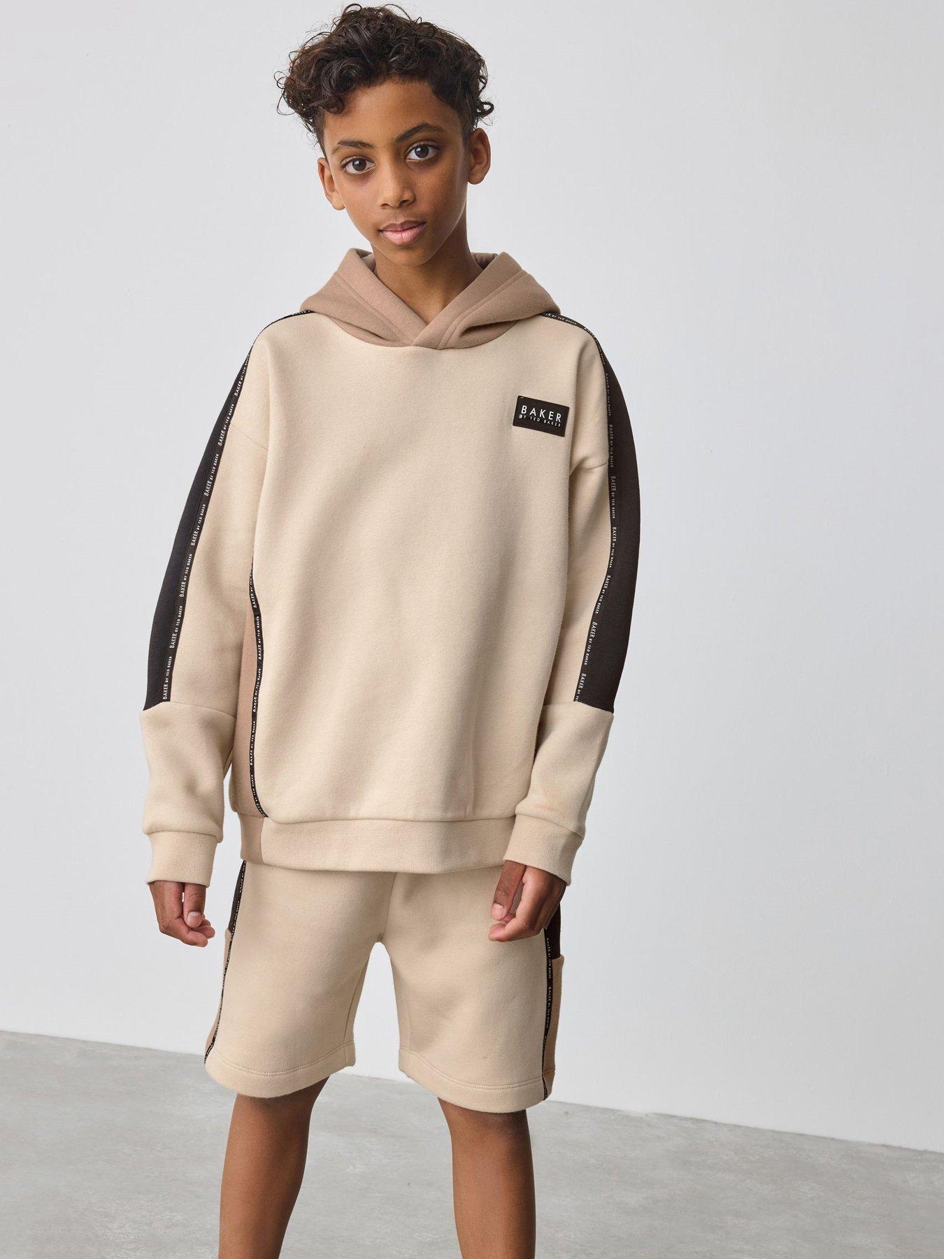 undefined Boys Varsity Hoodie And Short Set - Beige