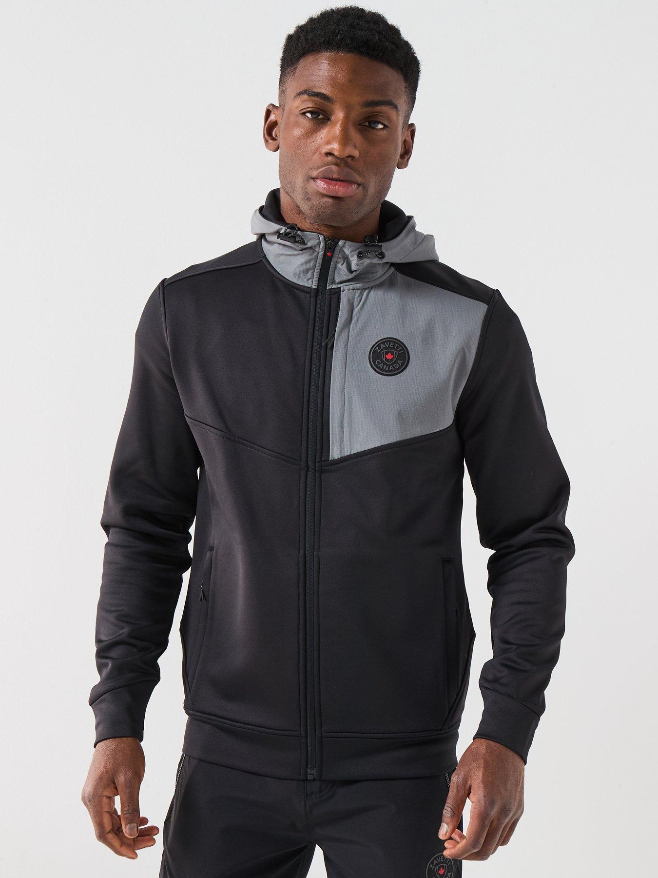 Image 1 of 6 of Zavetti Canada Ronia Zip Through Rubberised Logo Panelled Hoodie - Black