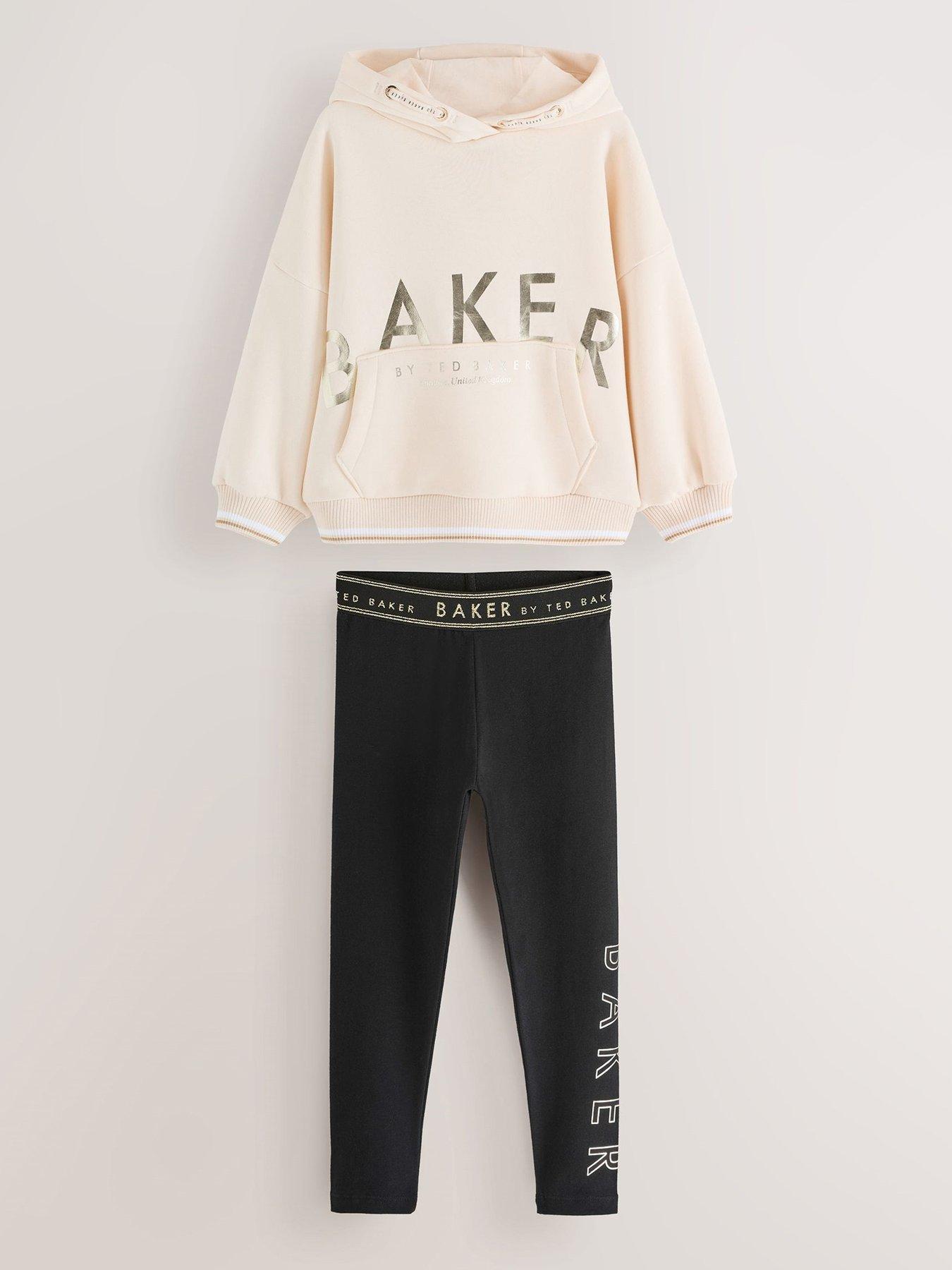 undefined Girls Logo Hoodie And Legging Set - Beige